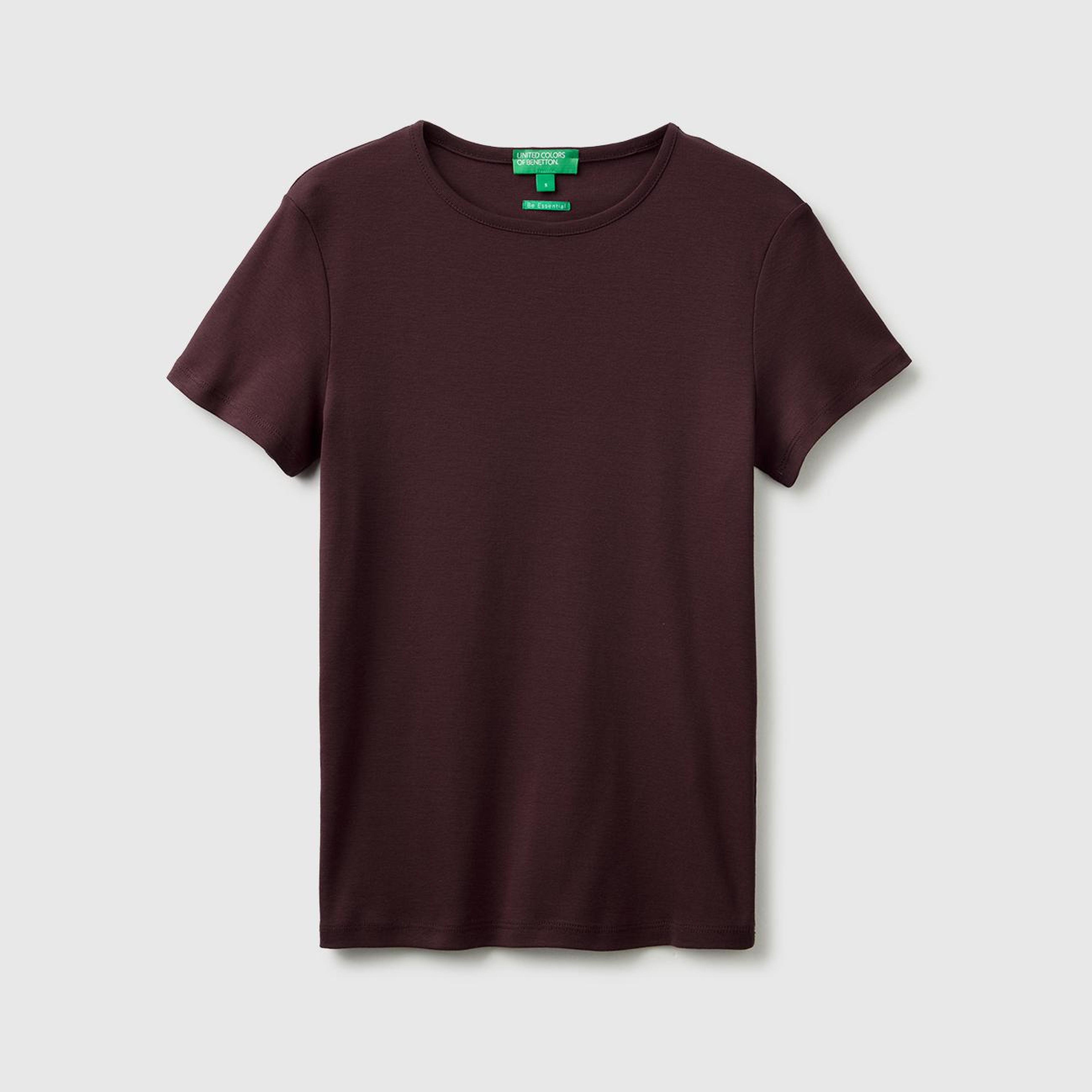 Kadın Kahverengi %100 Pamuk Bisiklet Yaka T-Shirt