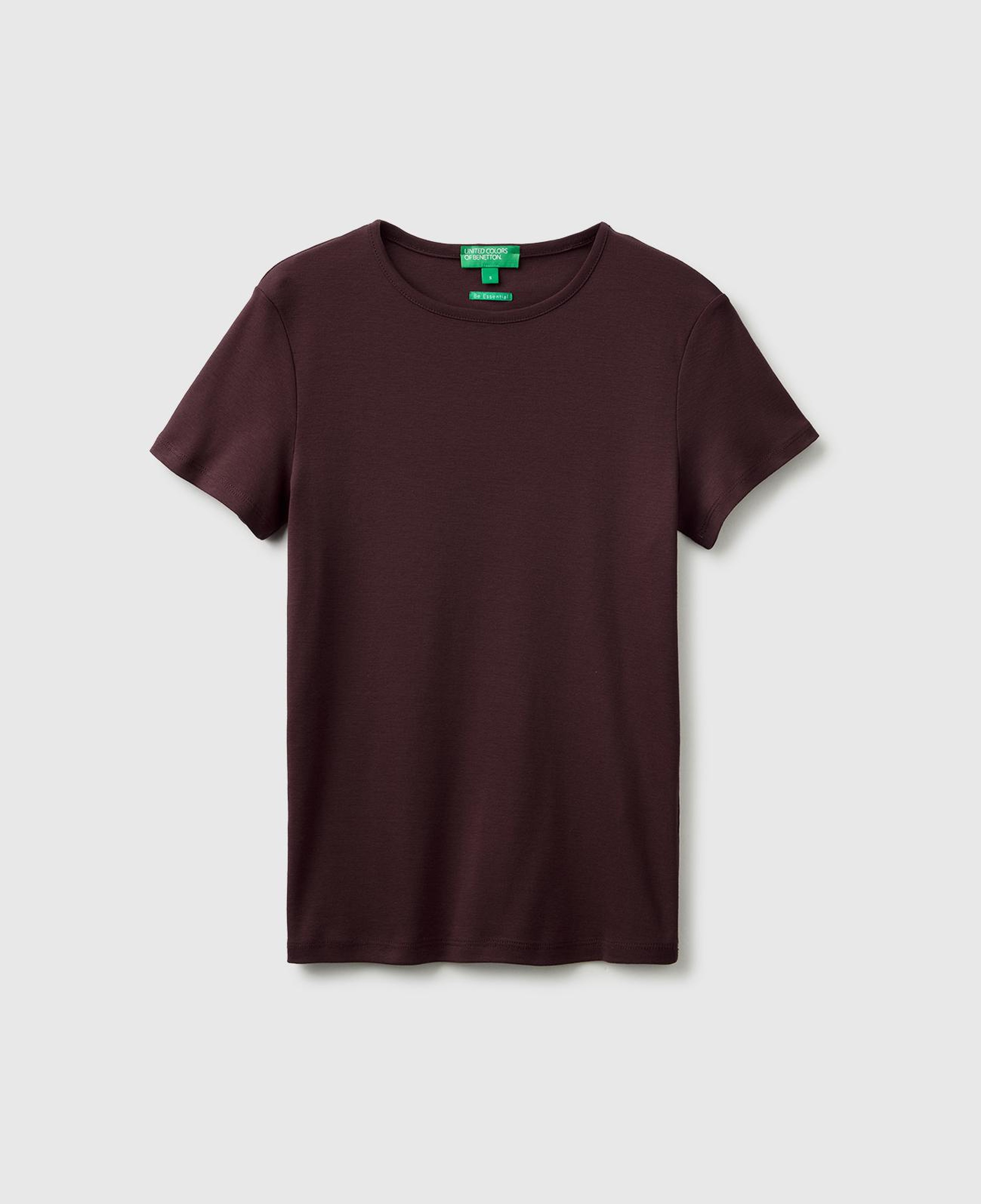 Kadın Kahverengi %100 Pamuk Bisiklet Yaka T-Shirt