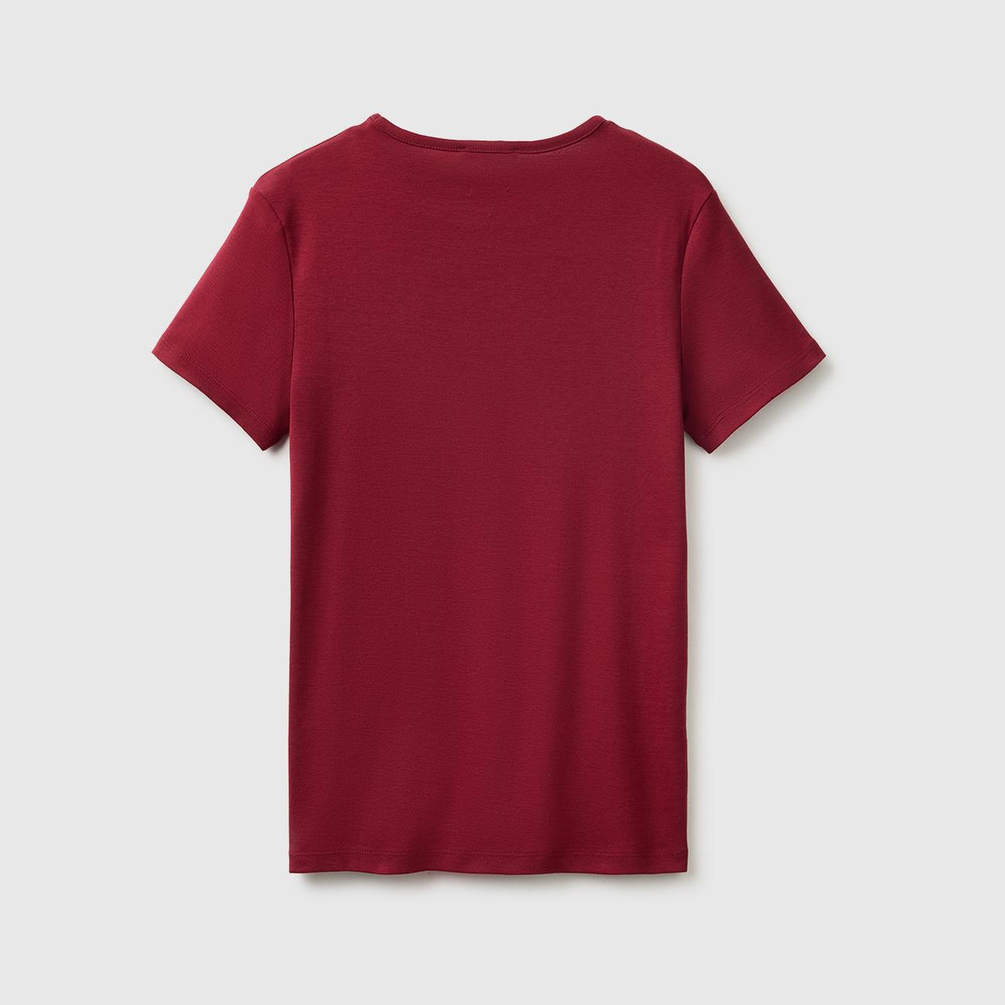 Kadın Mürdüm %100 Pamuk Bisiklet Yaka T-Shirt