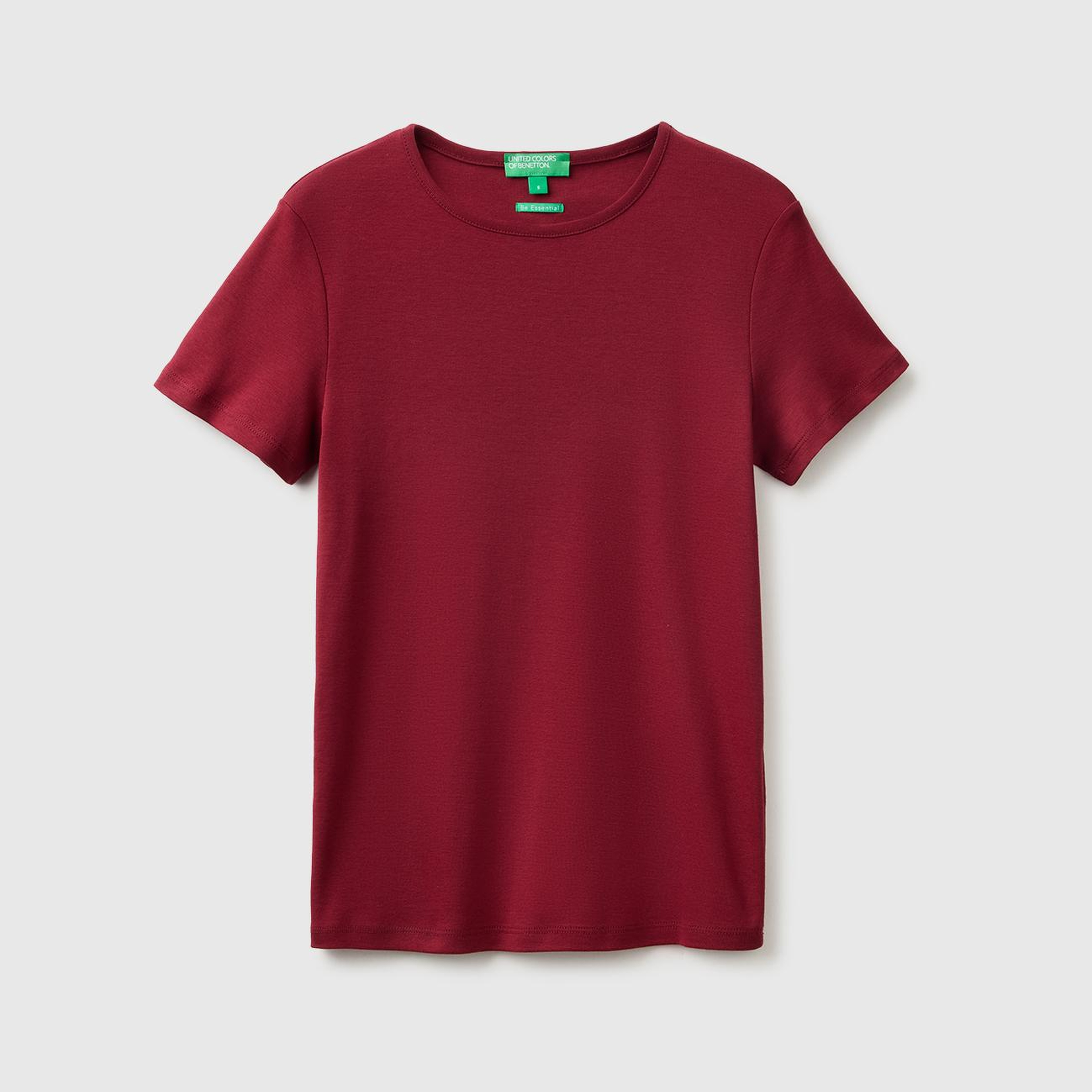 Kadın Mürdüm %100 Pamuk Bisiklet Yaka T-Shirt