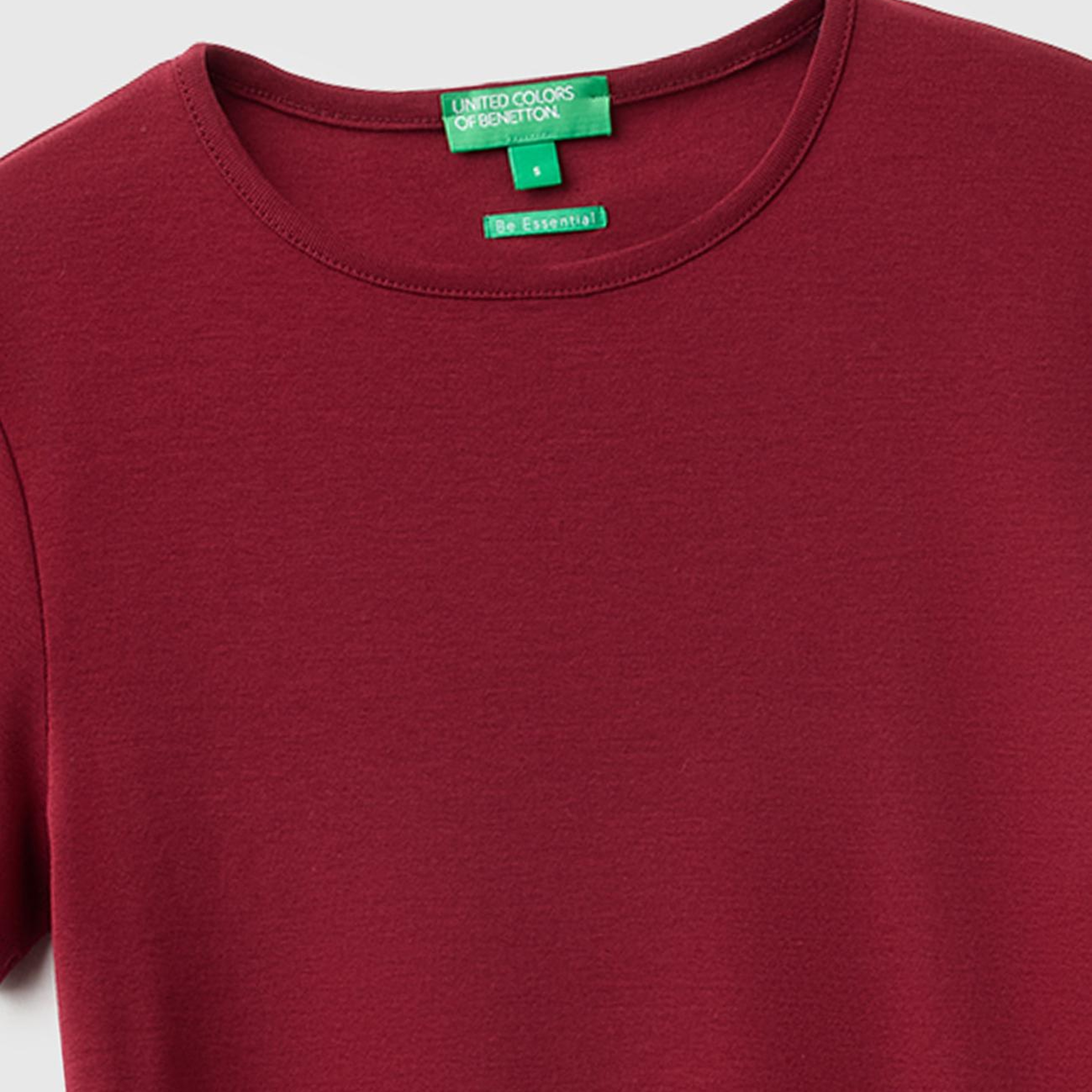 Kadın Mürdüm %100 Pamuk Bisiklet Yaka T-Shirt