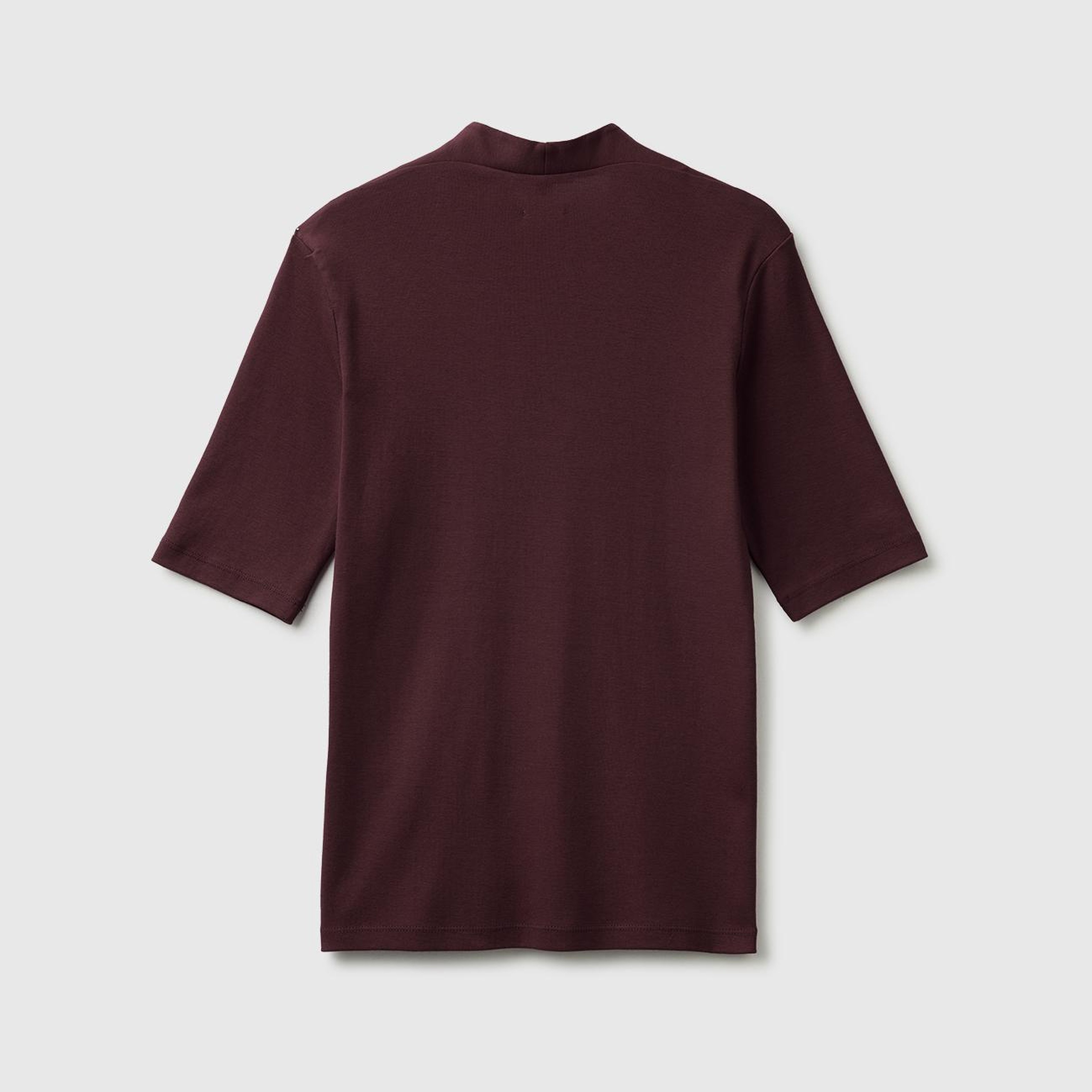 Kadın Kahverengi %100 Pamuk Yarım Kollu Derin V Yaka T-Shirt