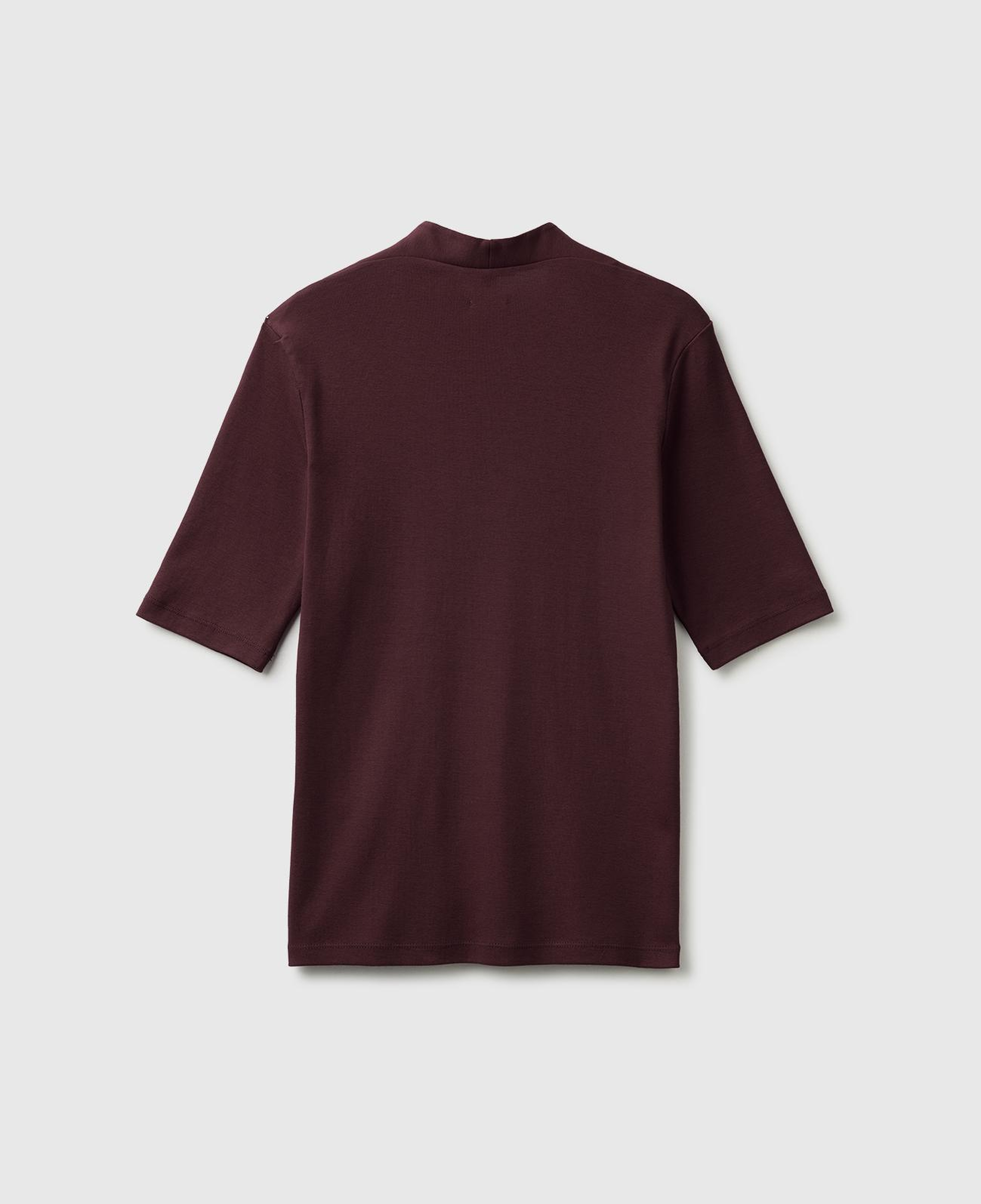 Kadın Kahverengi %100 Pamuk Yarım Kollu Derin V Yaka T-Shirt