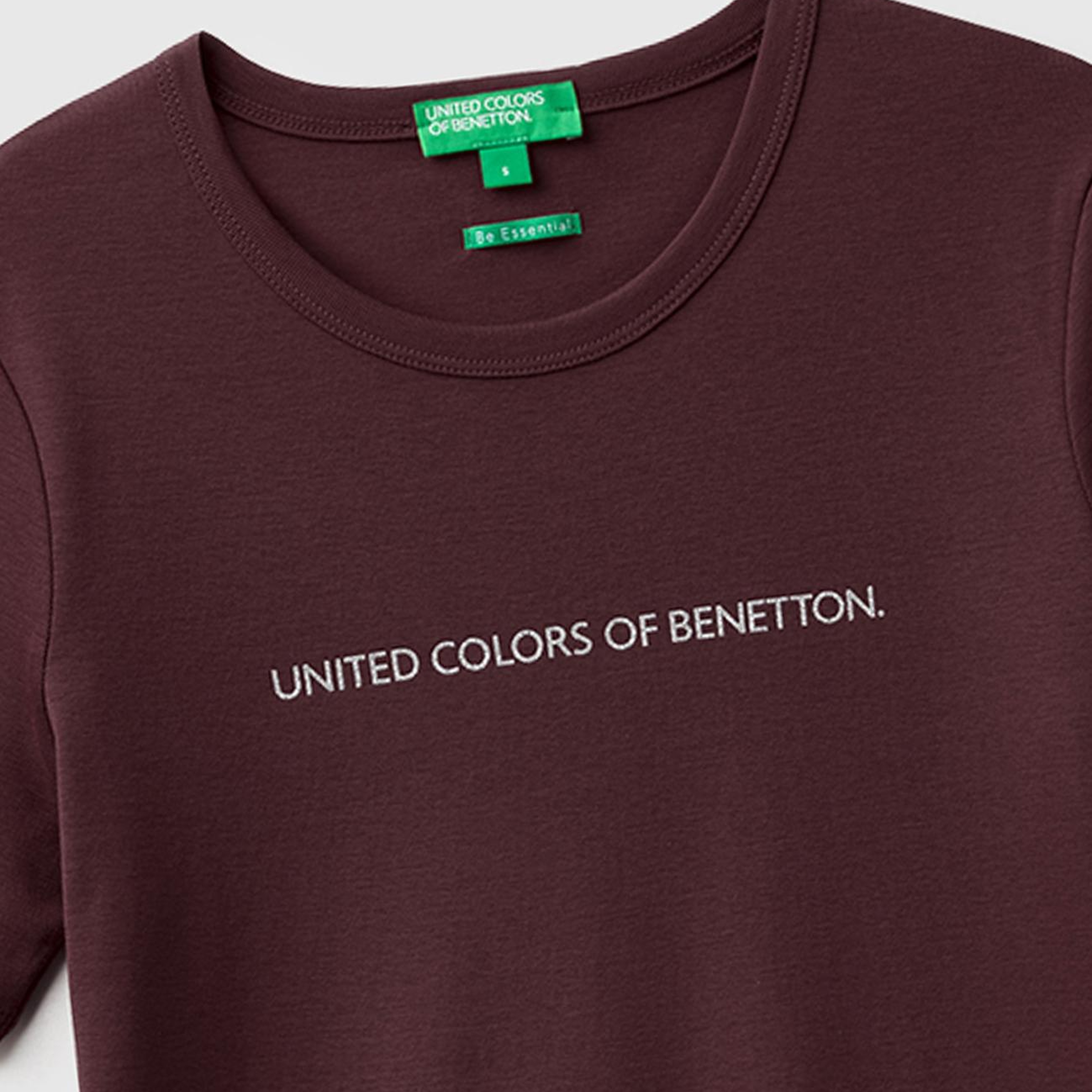 Kadın Kahverengi %100 Pamuk Logo Baskılı Bisiklet Yaka T-Shirt