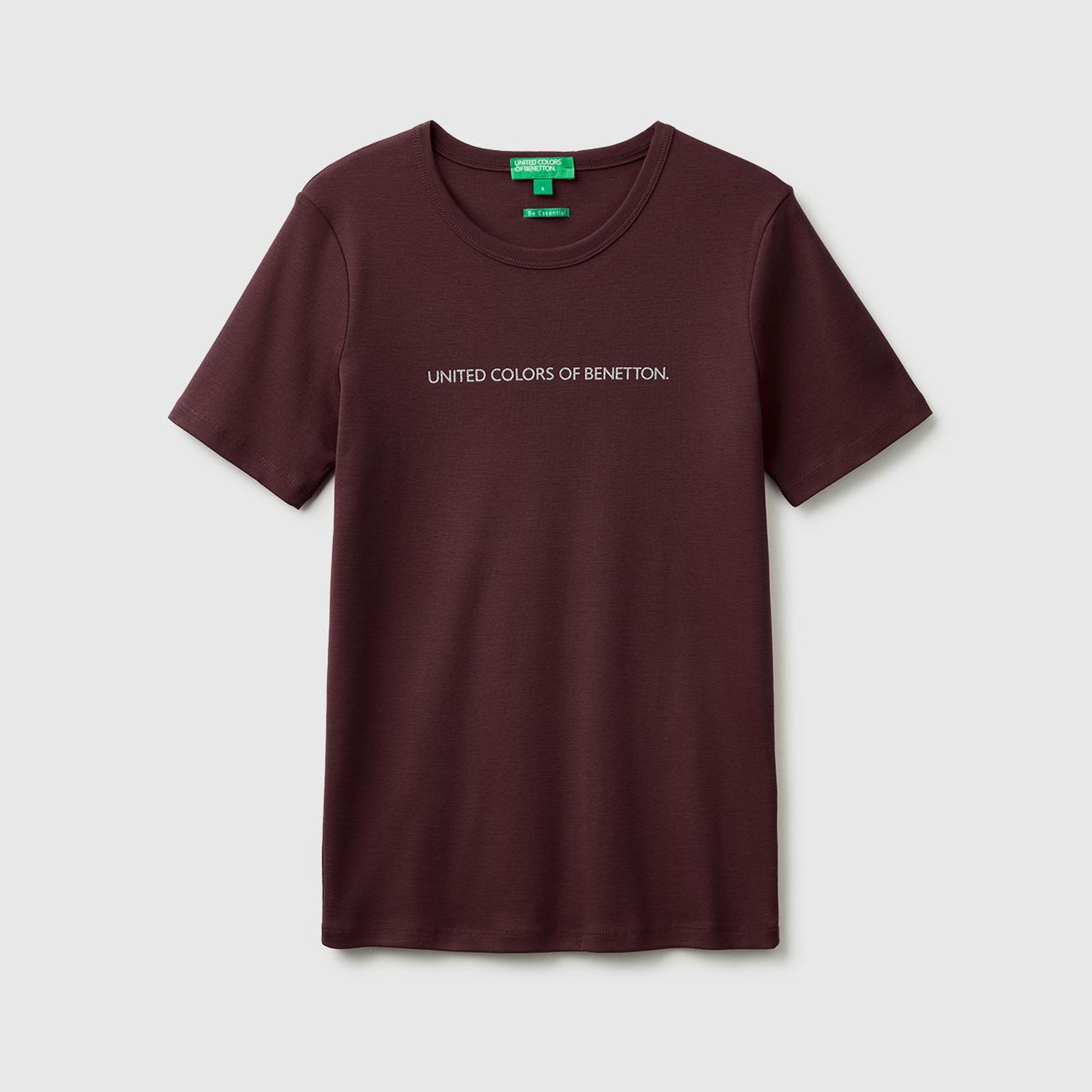 Kadın Kahverengi %100 Pamuk Logo Baskılı Bisiklet Yaka T-Shirt