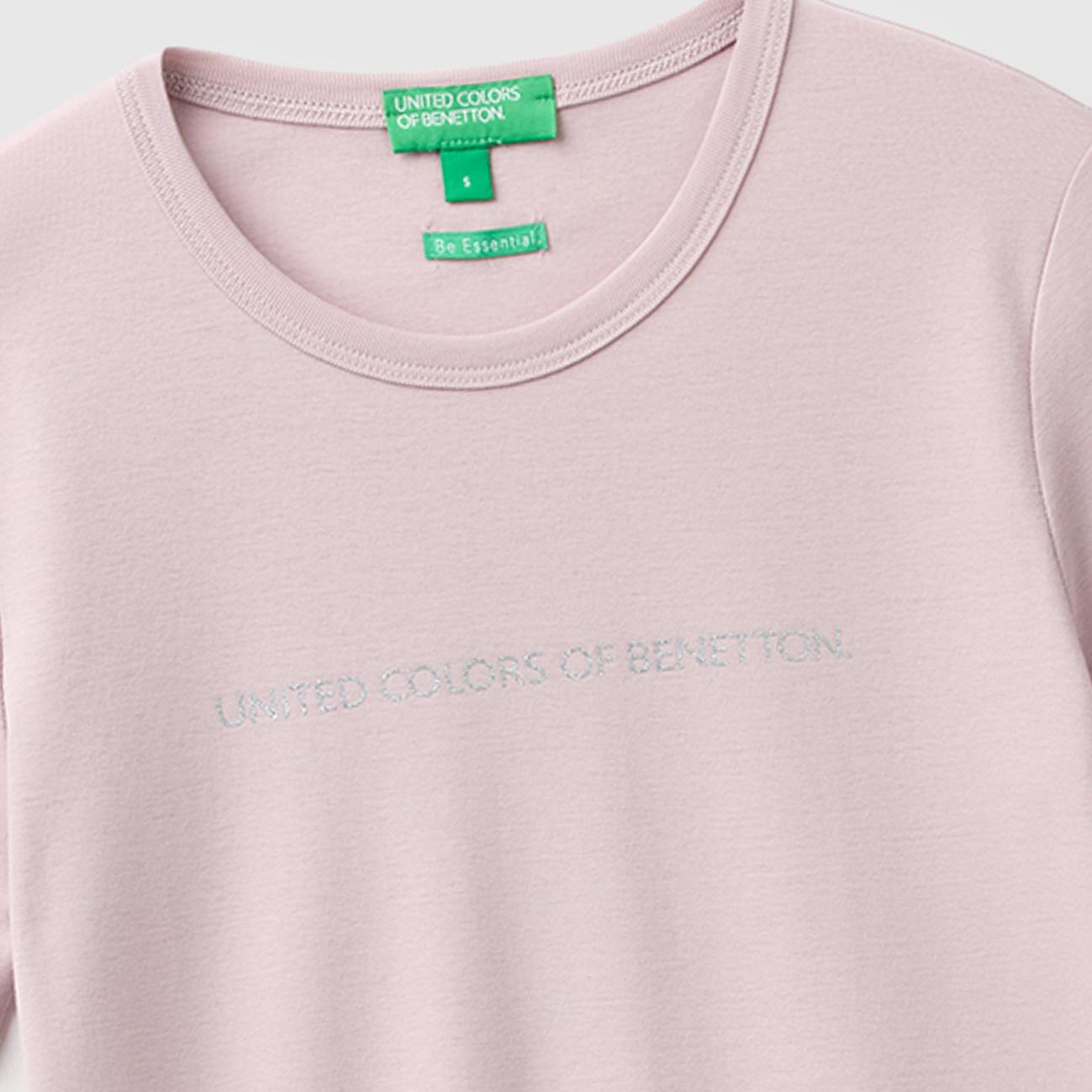 Kadın Lila %100 Pamuk Logo Baskılı Bisiklet Yaka T-Shirt