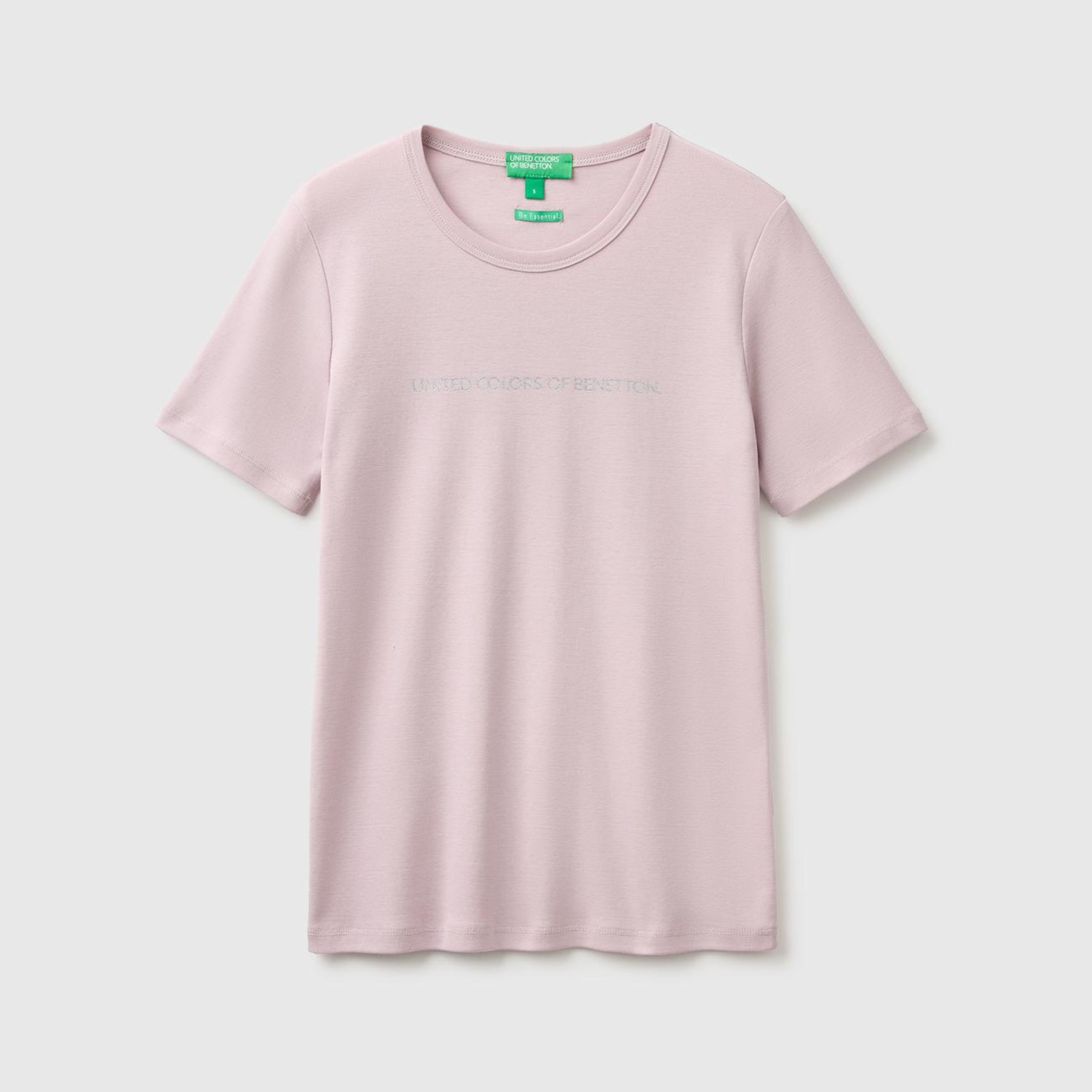 Kadın Lila %100 Pamuk Logo Baskılı Bisiklet Yaka T-Shirt
