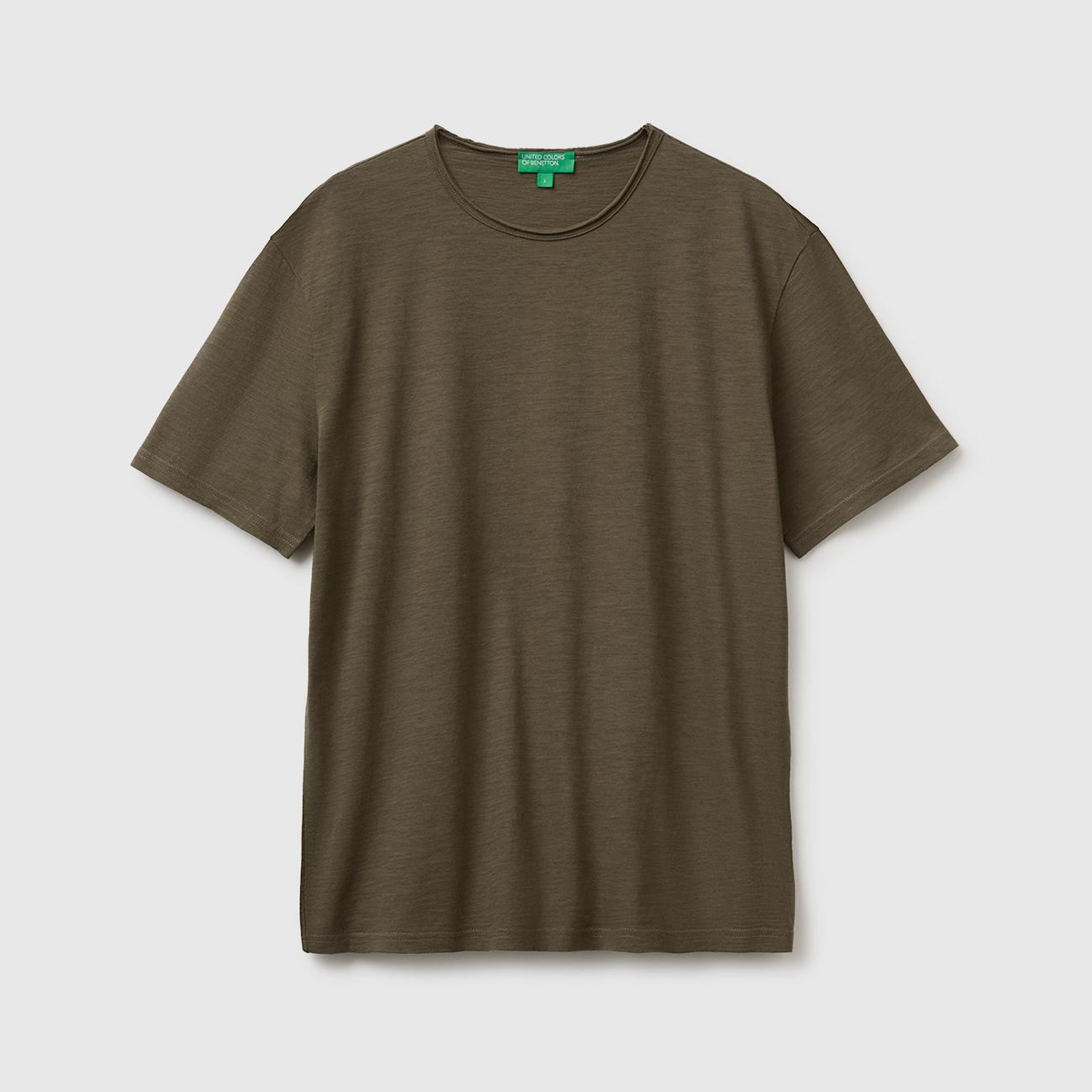 Erkek Koyu Haki  %100 Pamuk Regular Fit Bisiklet Yaka T-Shirt