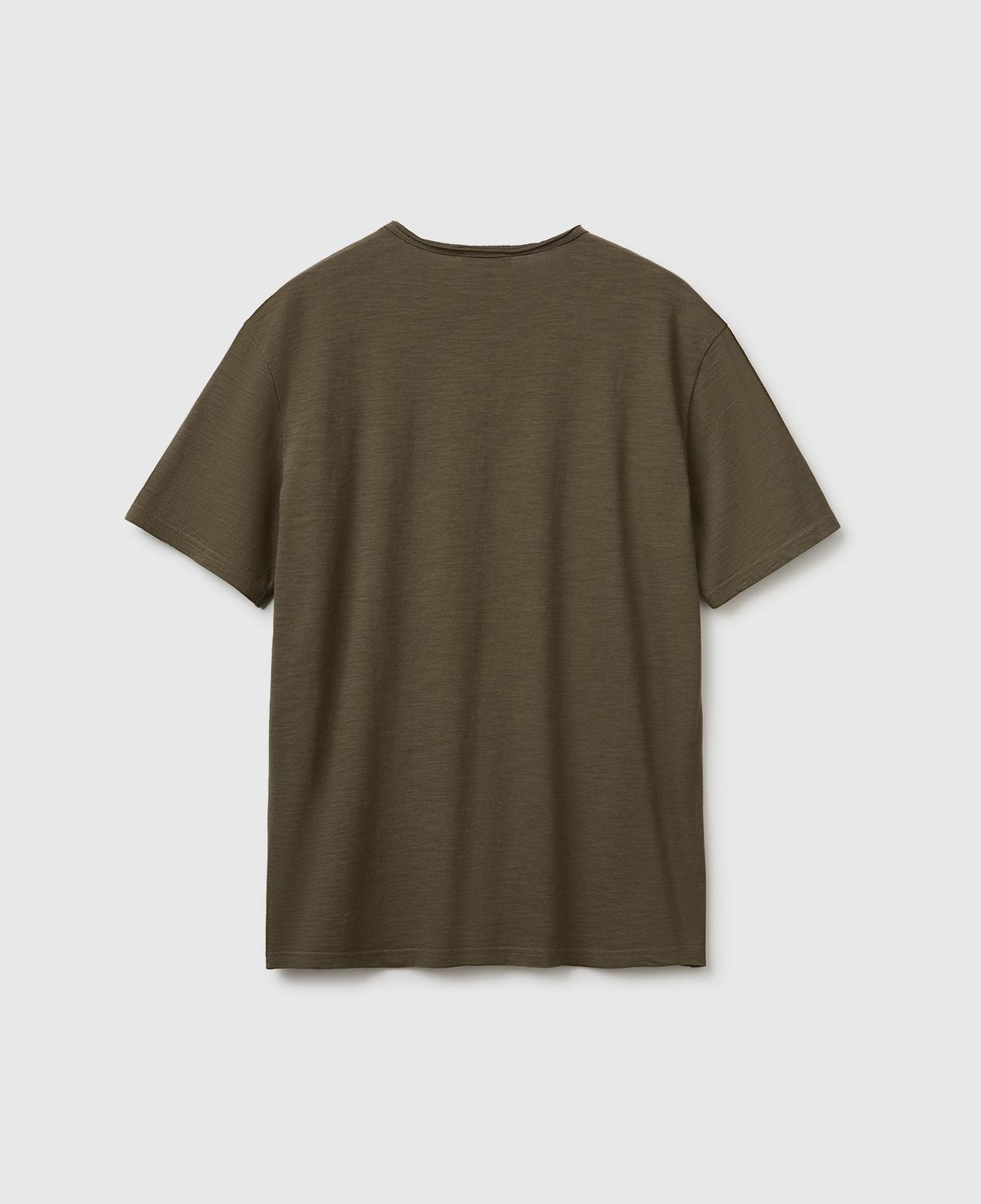Erkek Koyu Haki %100 Pamuk Regular Fit Bisiklet Yaka T-Shirt
