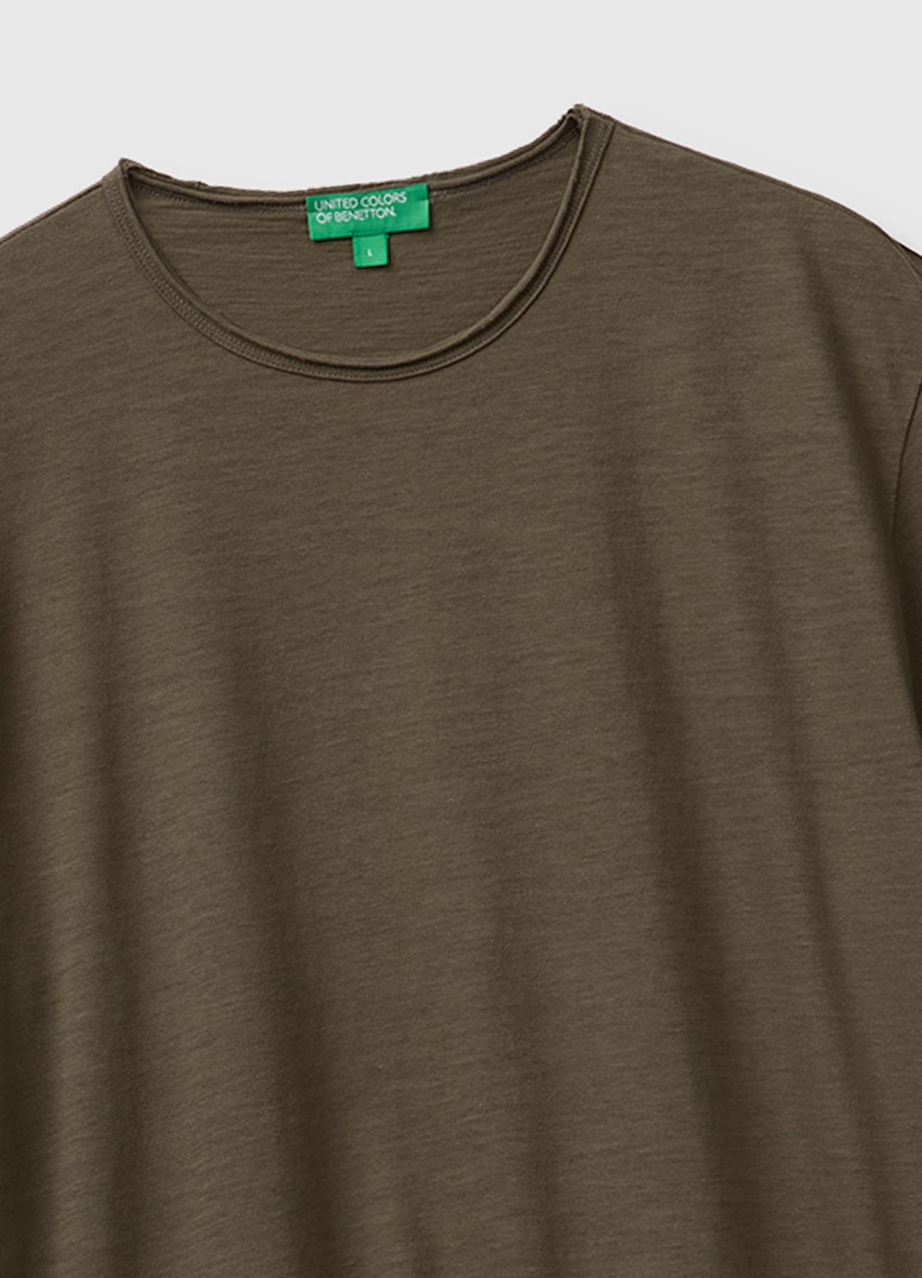 Erkek Koyu Haki  %100 Pamuk Regular Fit Bisiklet Yaka T-Shirt