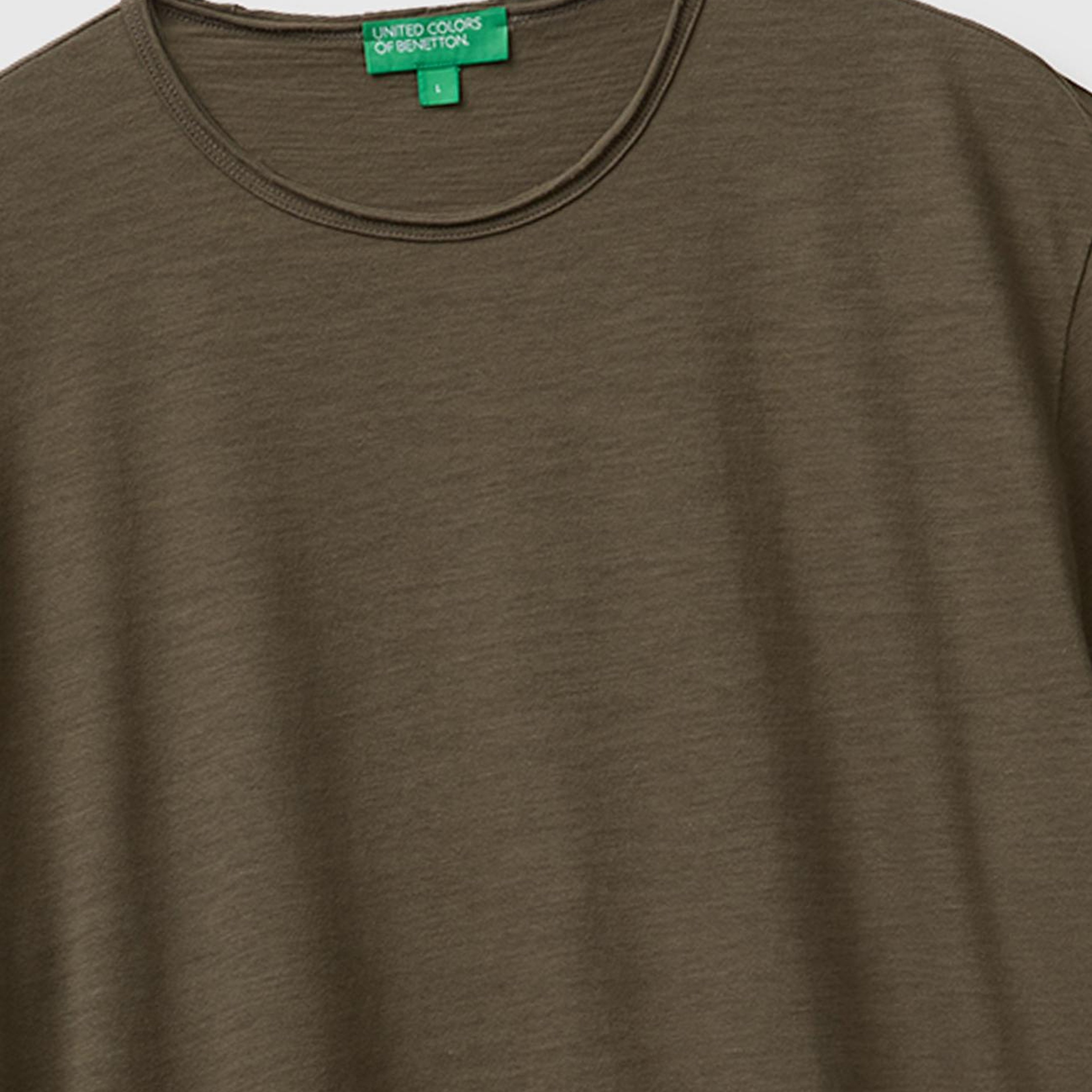 Erkek Koyu Haki  %100 Pamuk Regular Fit Bisiklet Yaka T-Shirt