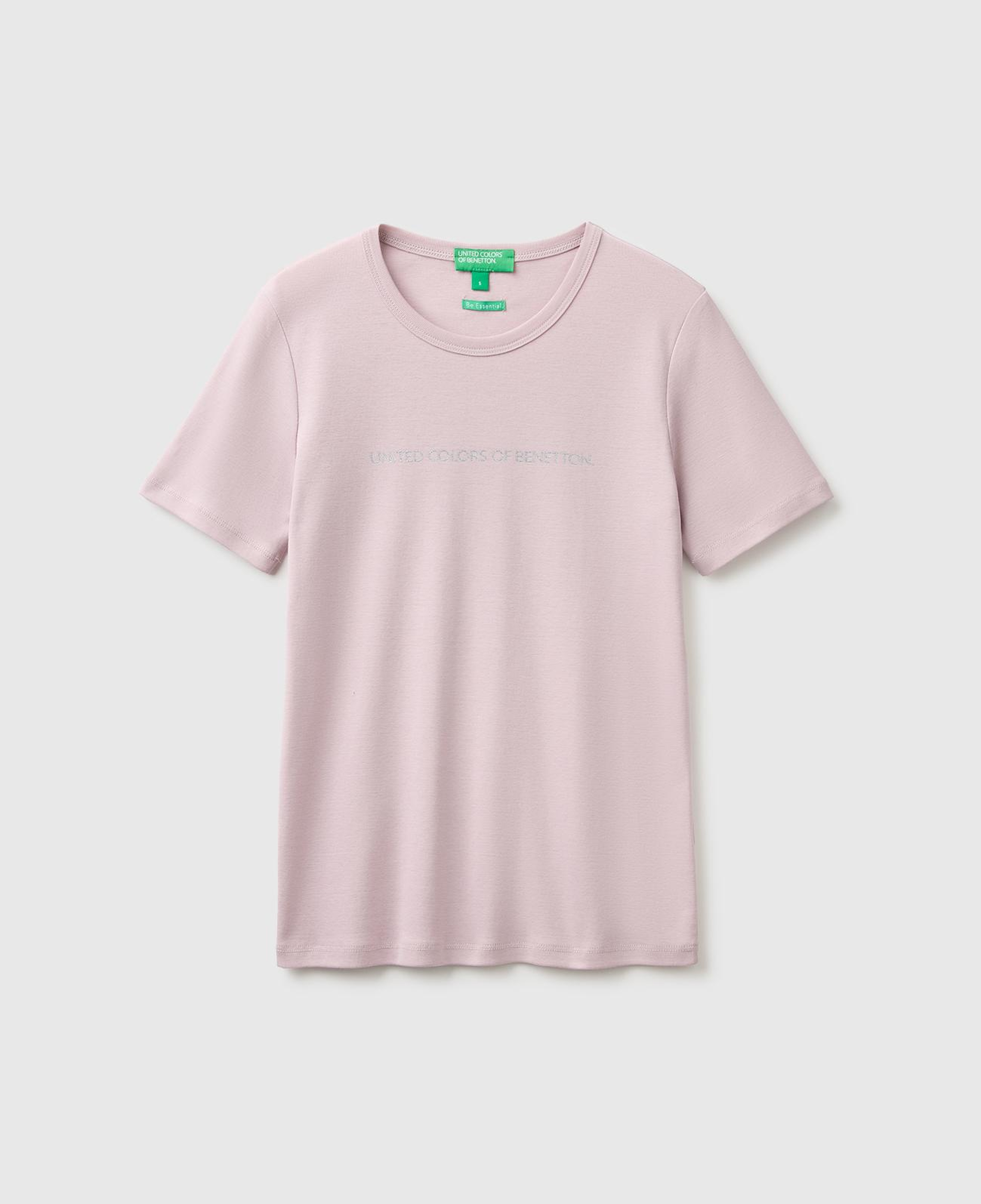 Kadın Lila %100 Pamuk Logo Baskılı Bisiklet Yaka T-Shirt