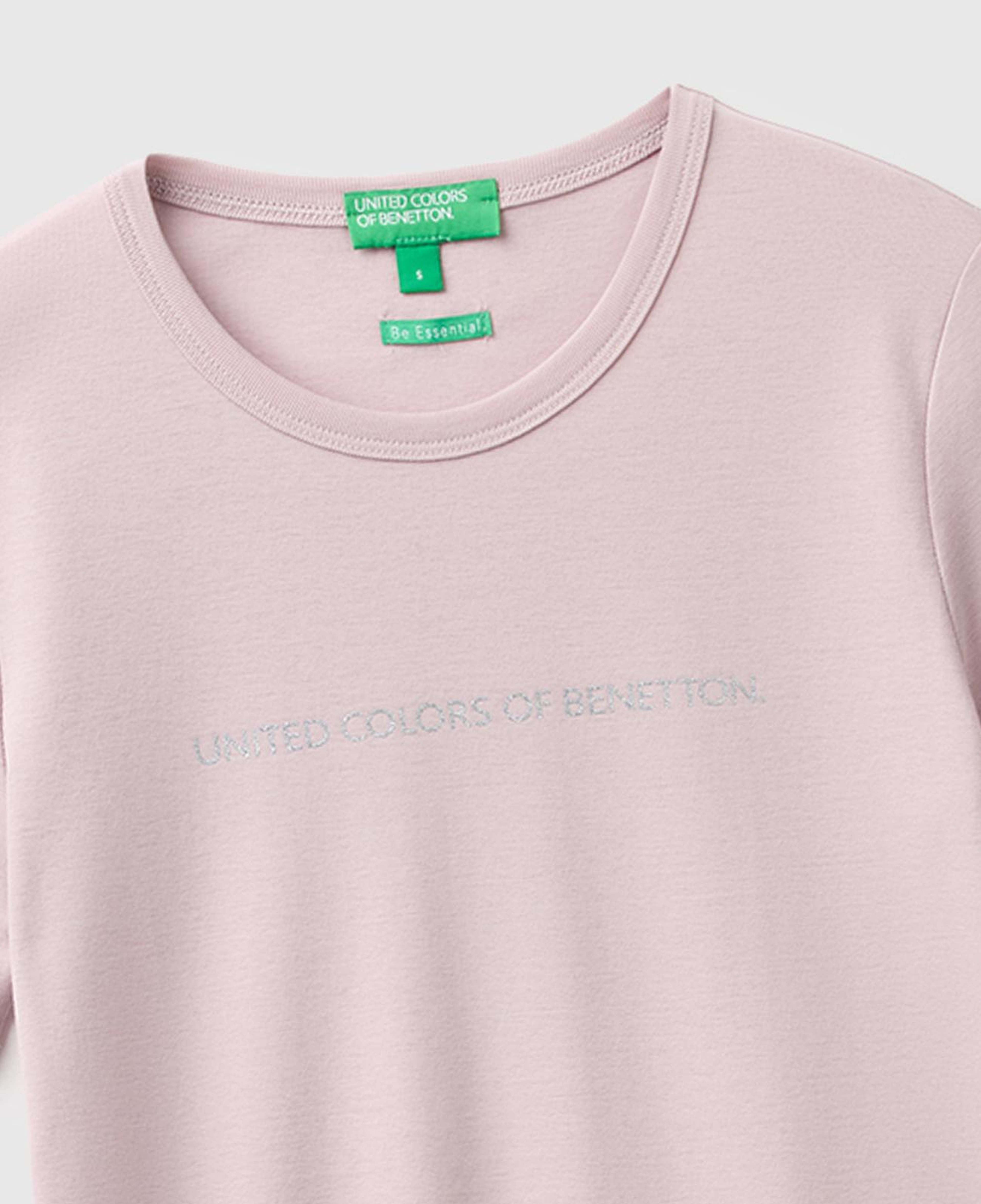 Kadın Lila %100 Pamuk Logo Baskılı Bisiklet Yaka T-Shirt