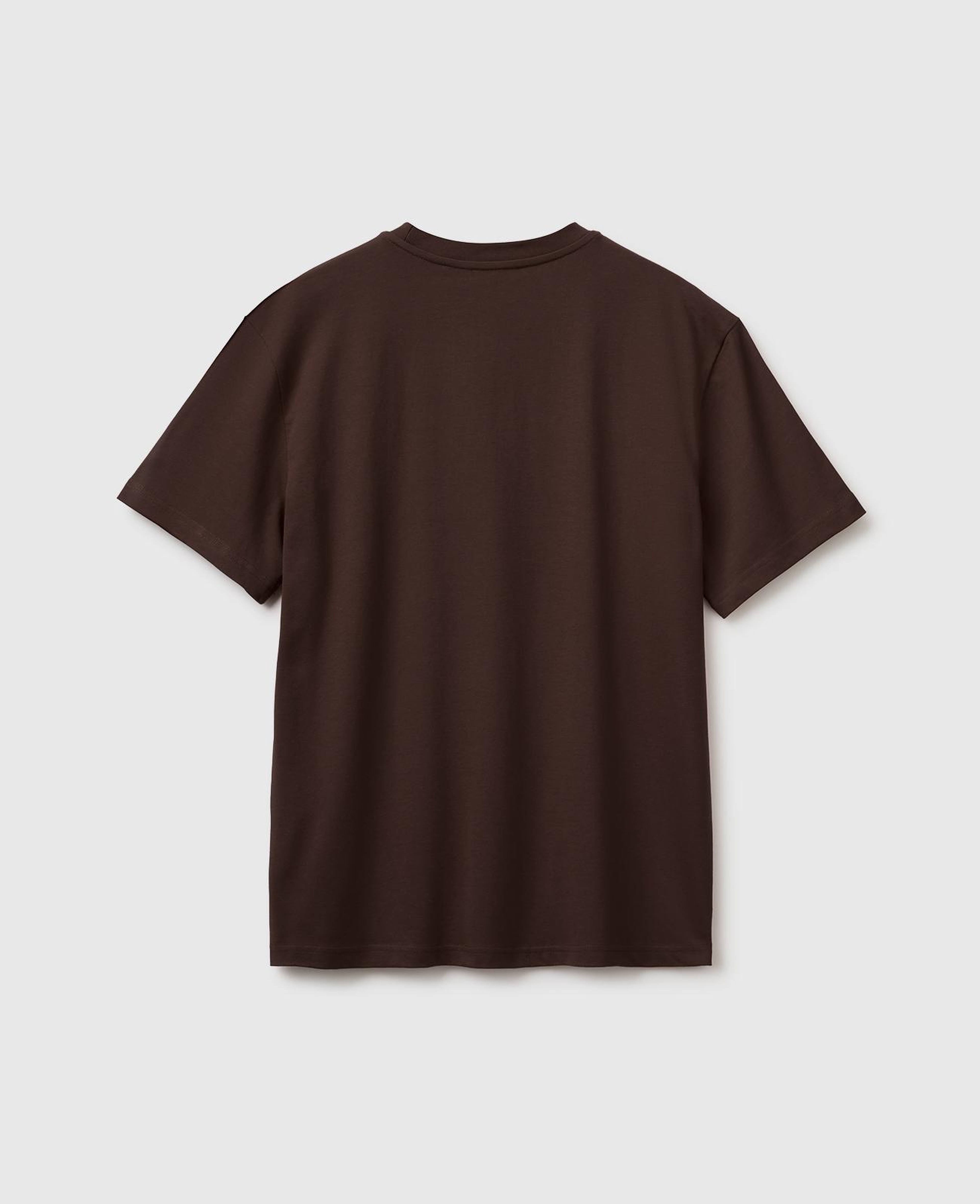 Erkek Koyu Kahverengi %100 Koton Logolu Bisiklet Yaka T-Shirt