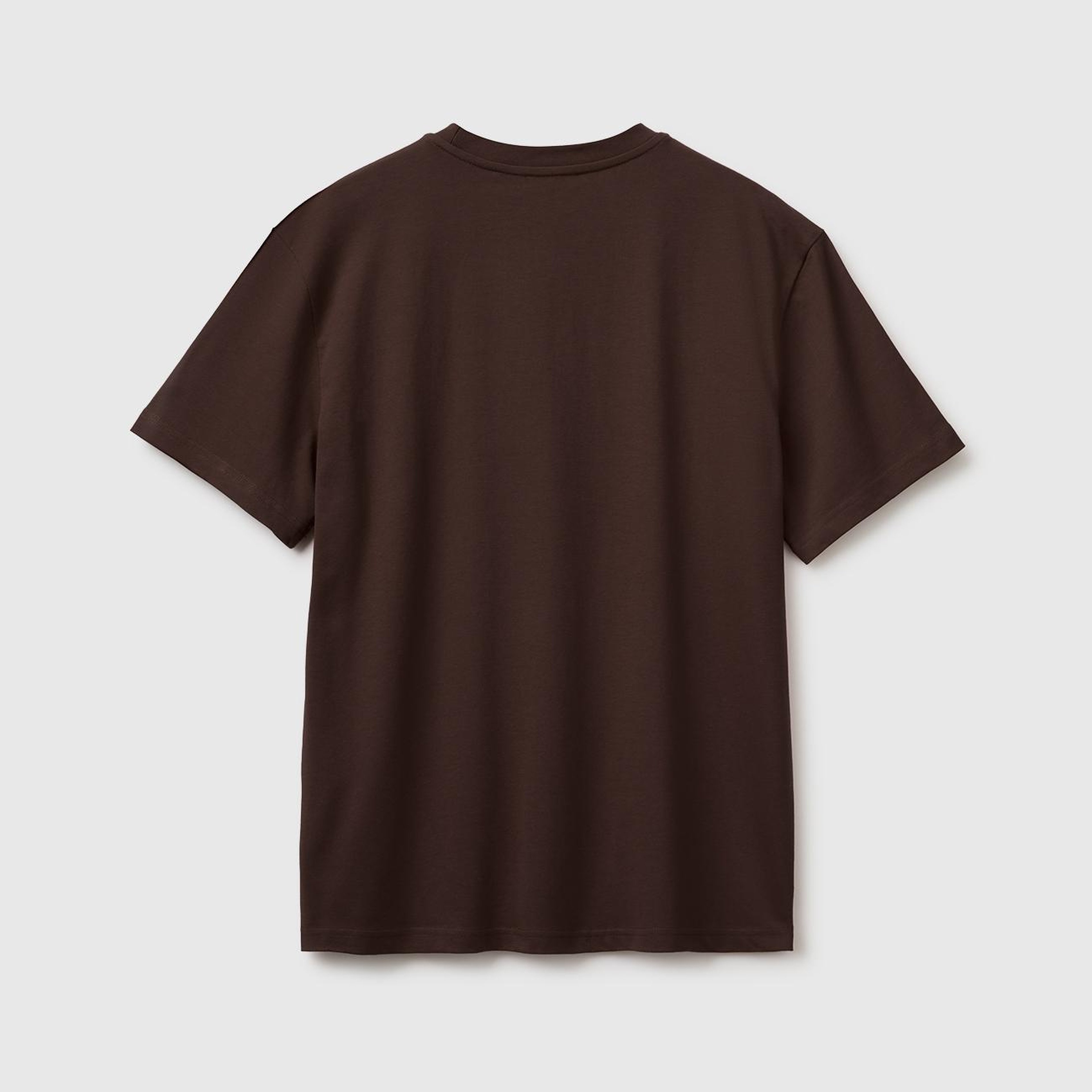 Erkek Koyu Kahverengi %100 Koton Logolu Bisiklet Yaka T-Shirt