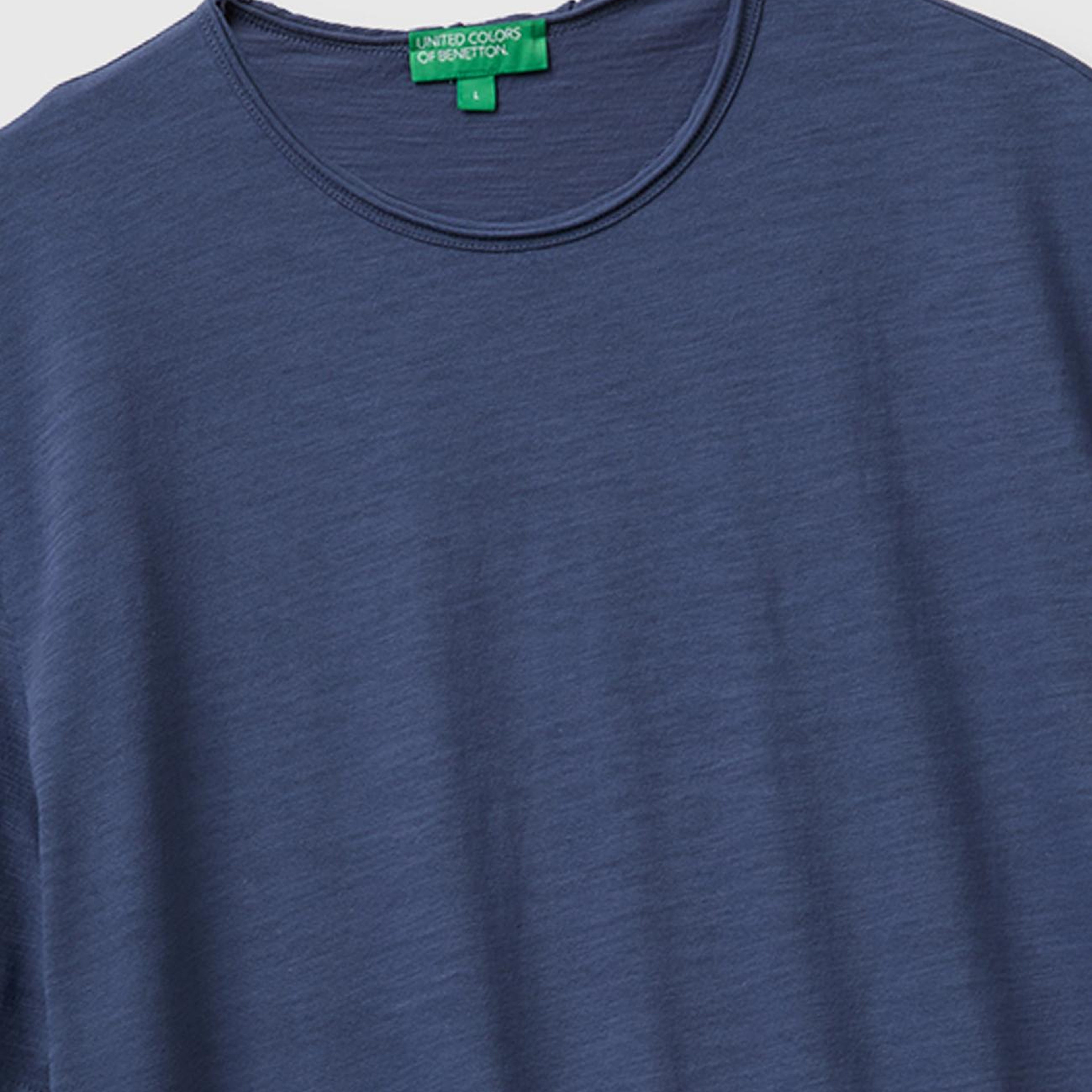 Erkek Havacı Mavi %100 Pamuk Regular Fit Bisiklet Yaka T-Shirt