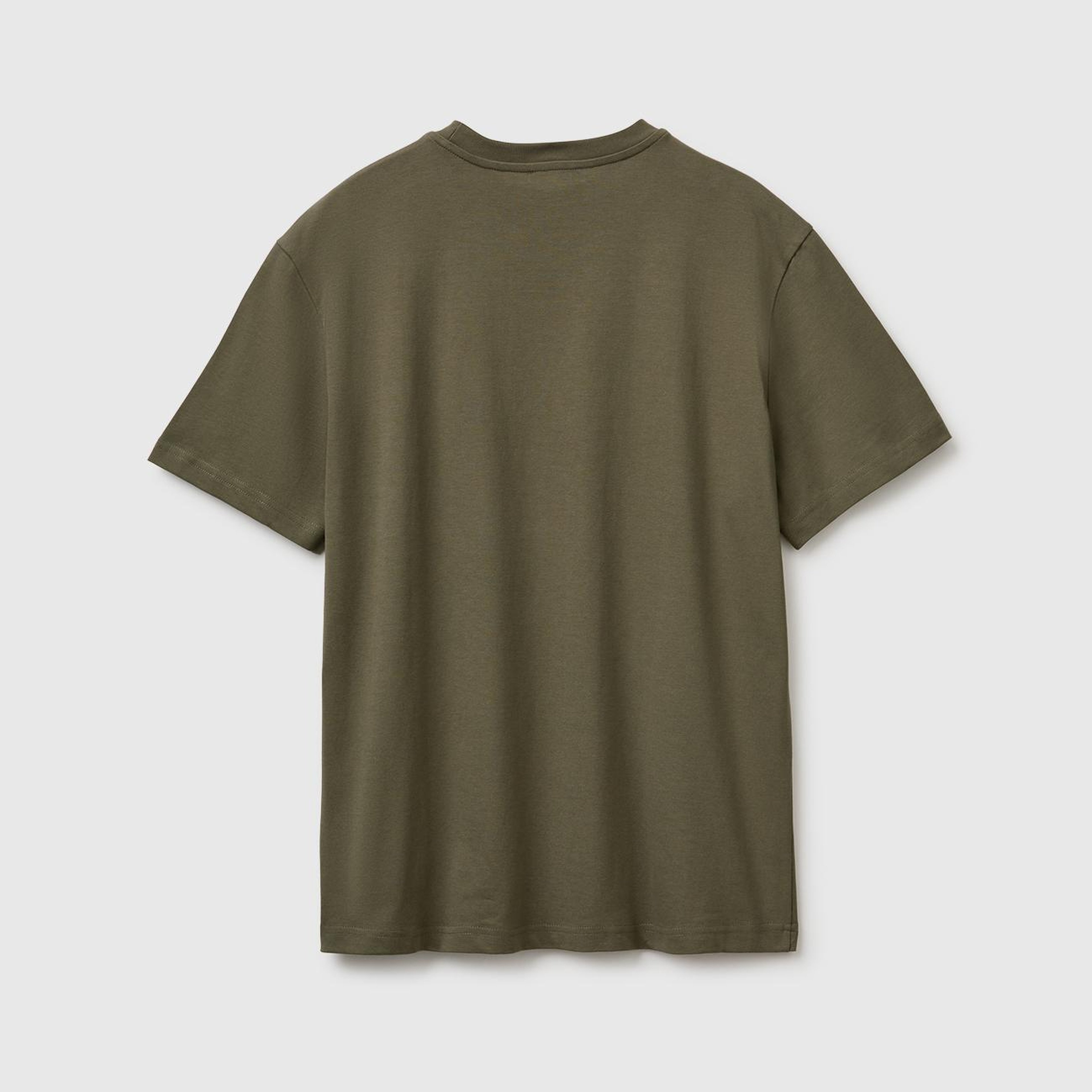 Erkek Koyu Haki %100 Koton Logolu Bisiklet Yaka T-Shirt