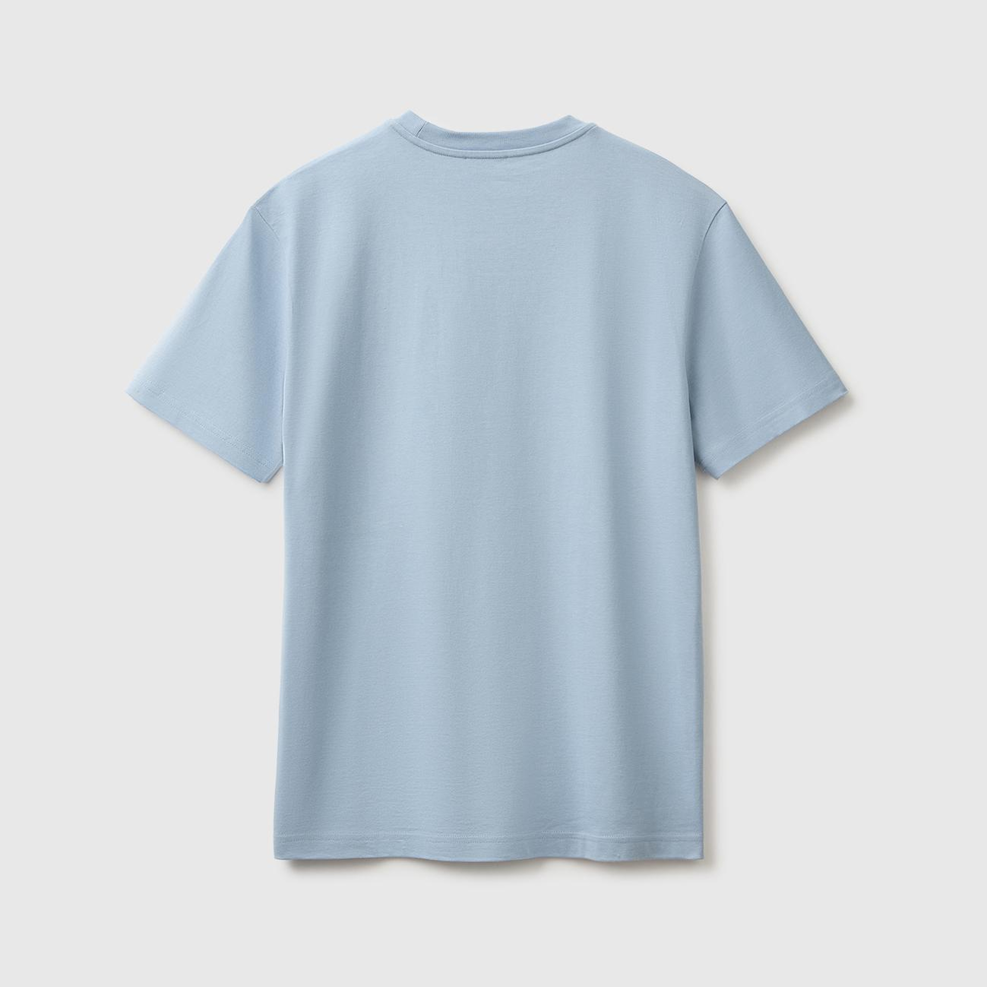 Erkek Açık Mavi %100 Koton Logolu Bisiklet Yaka T-Shirt
