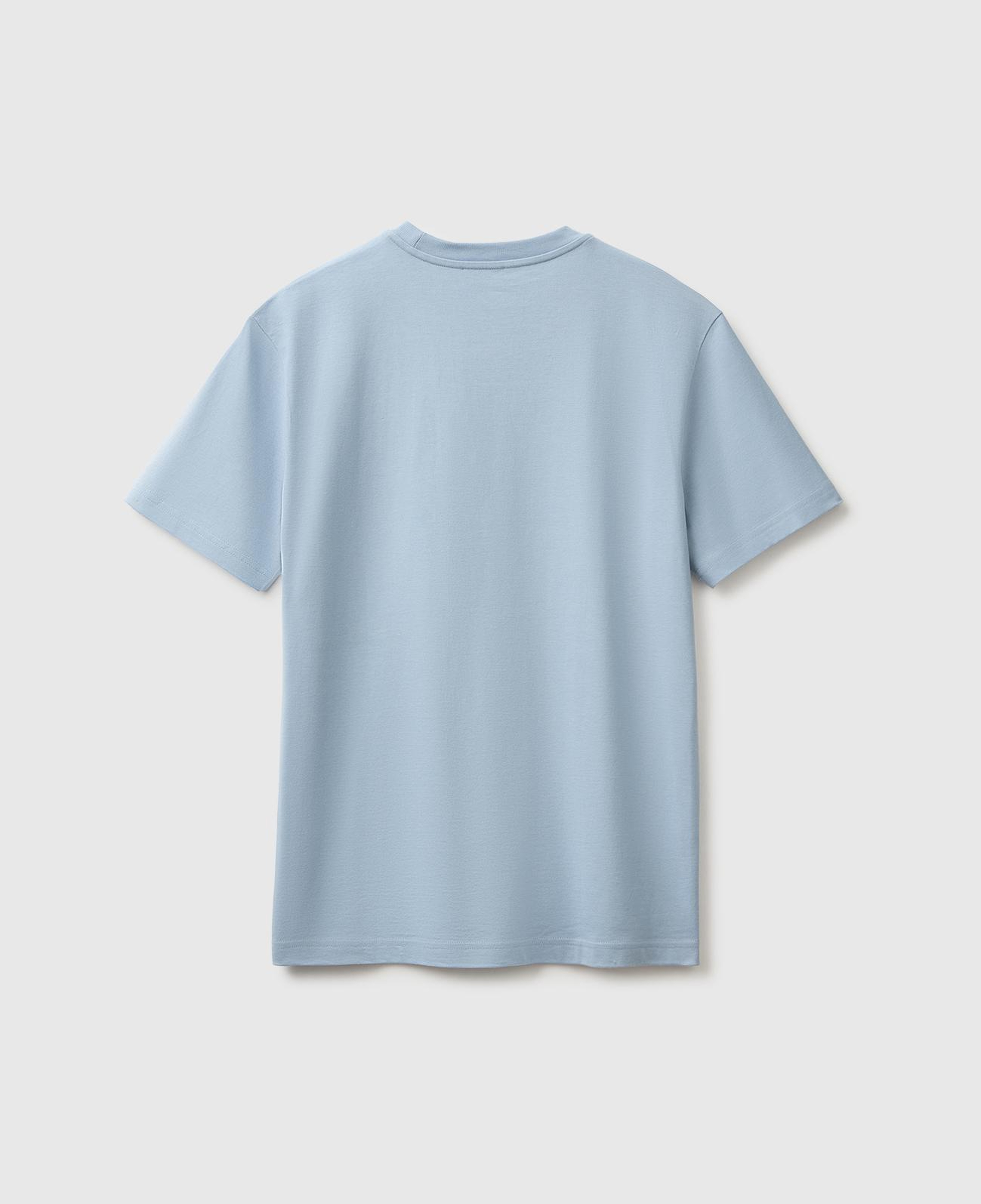 Erkek Açık Mavi %100 Koton Logolu Bisiklet Yaka T-Shirt