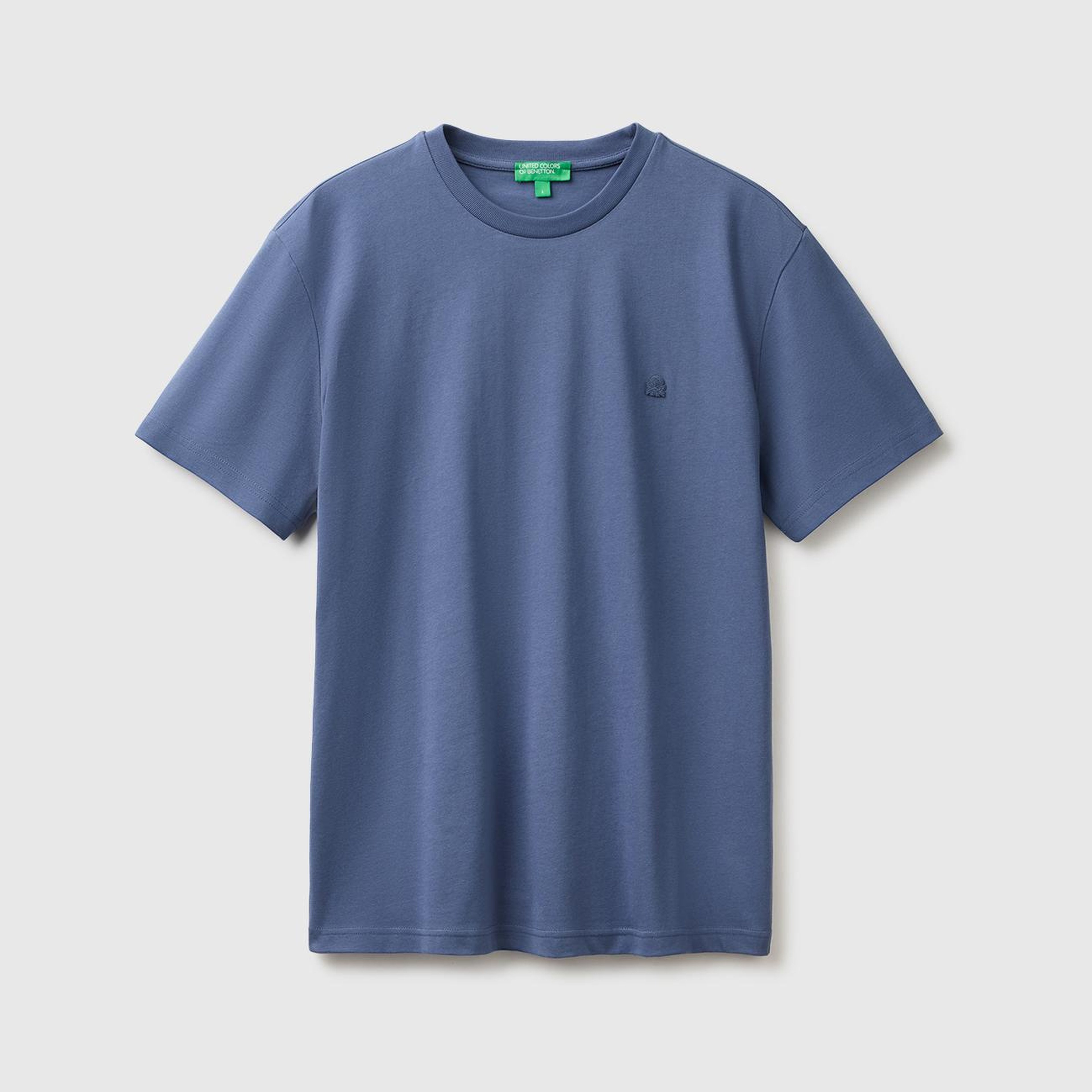 Erkek Havacı Mavi %100 Koton Logolu Bisiklet Yaka T-Shirt