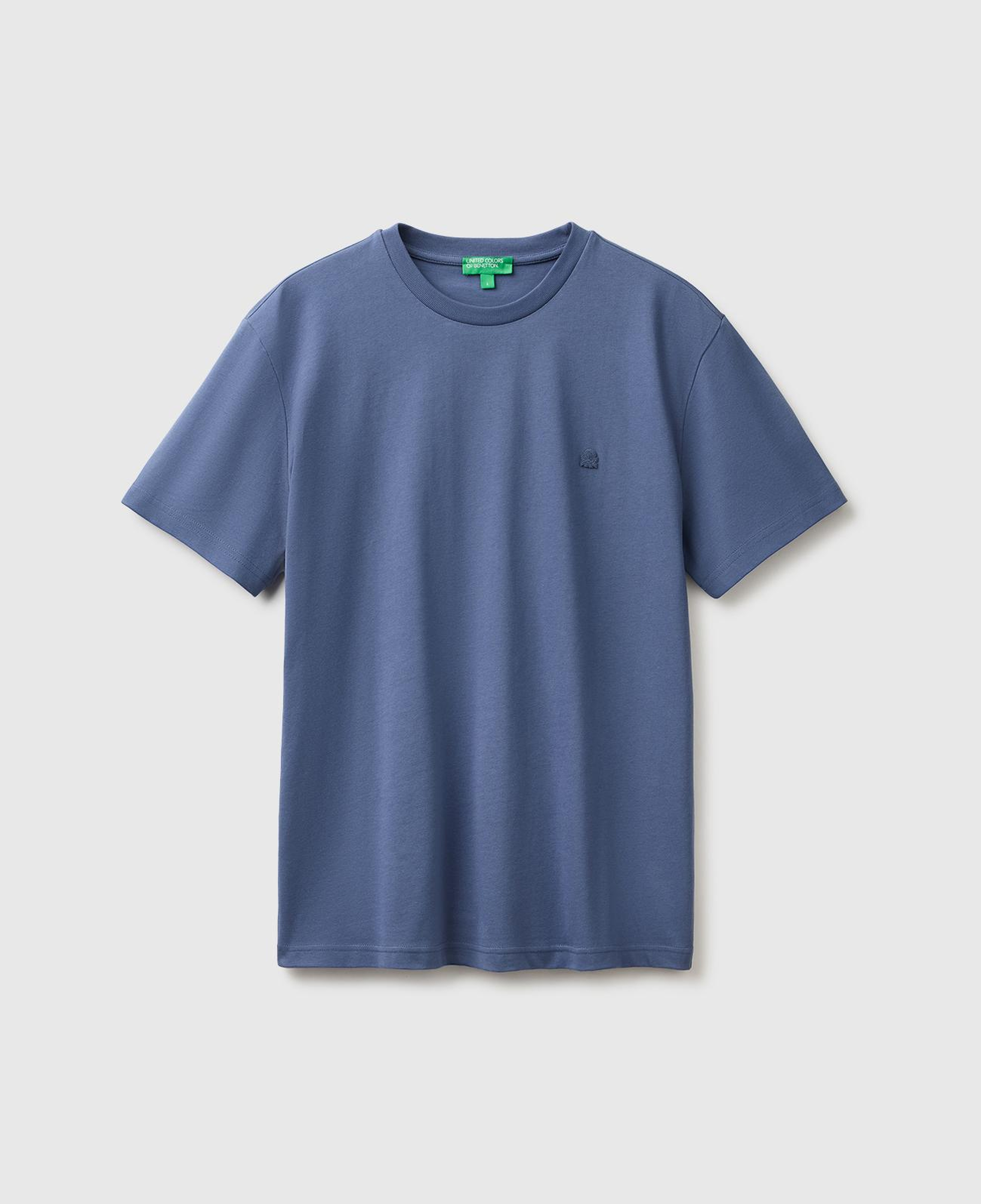 Erkek Havacı Mavi %100 Koton Logolu Bisiklet Yaka T-Shirt