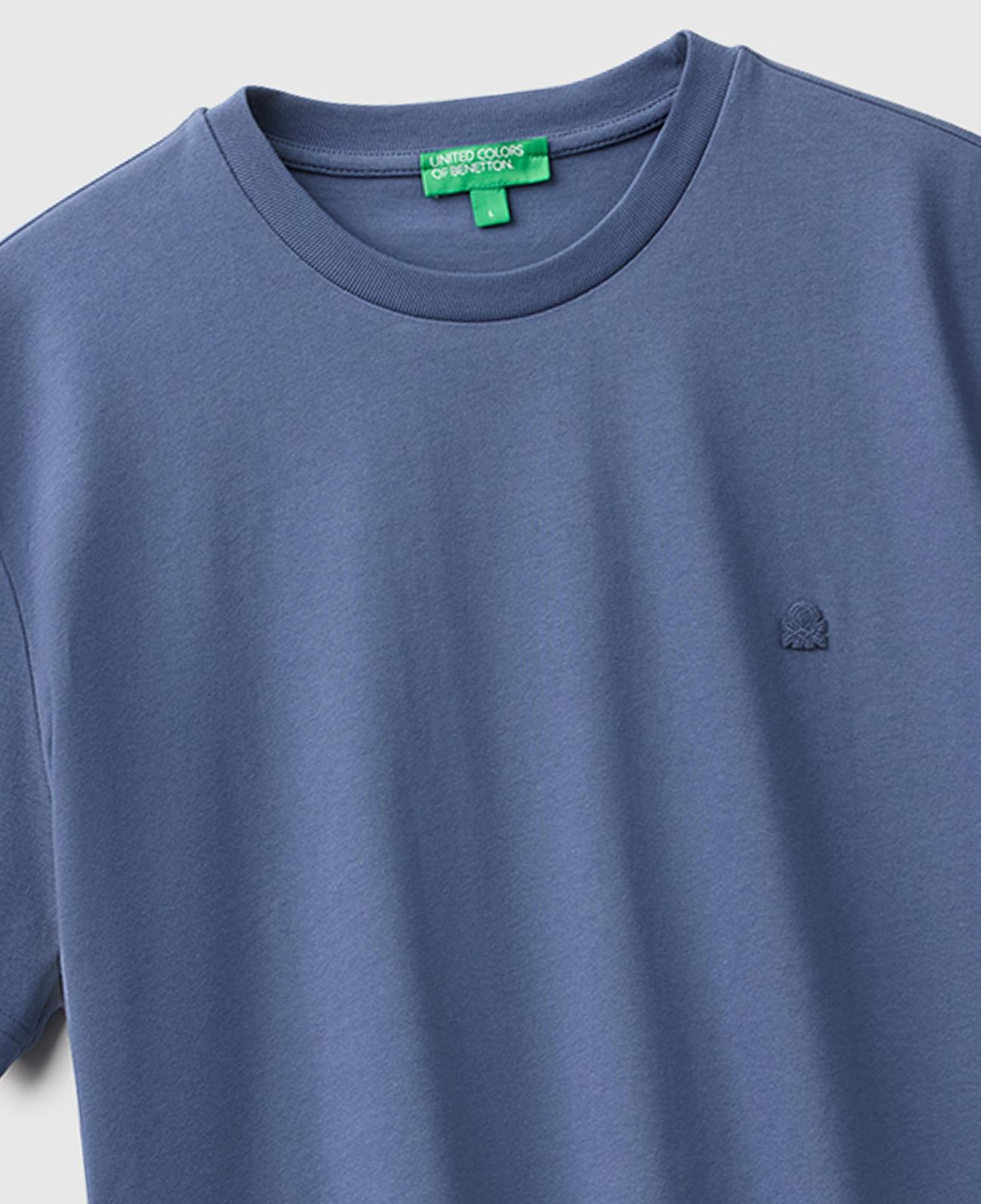 Erkek Havacı Mavi %100 Koton Logolu Bisiklet Yaka T-Shirt