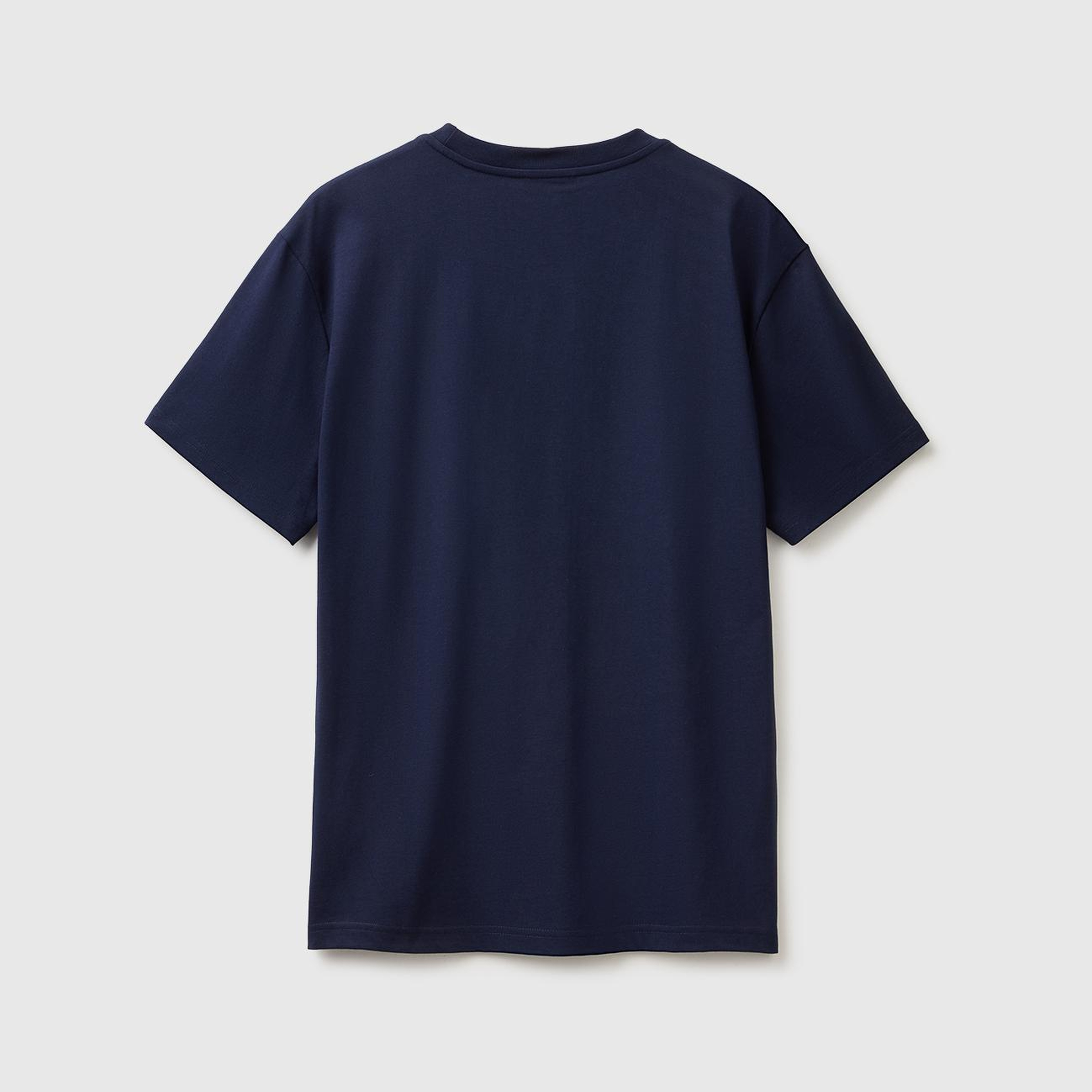 Erkek Lacivert %100 Koton Logolu Bisiklet Yaka T-Shirt