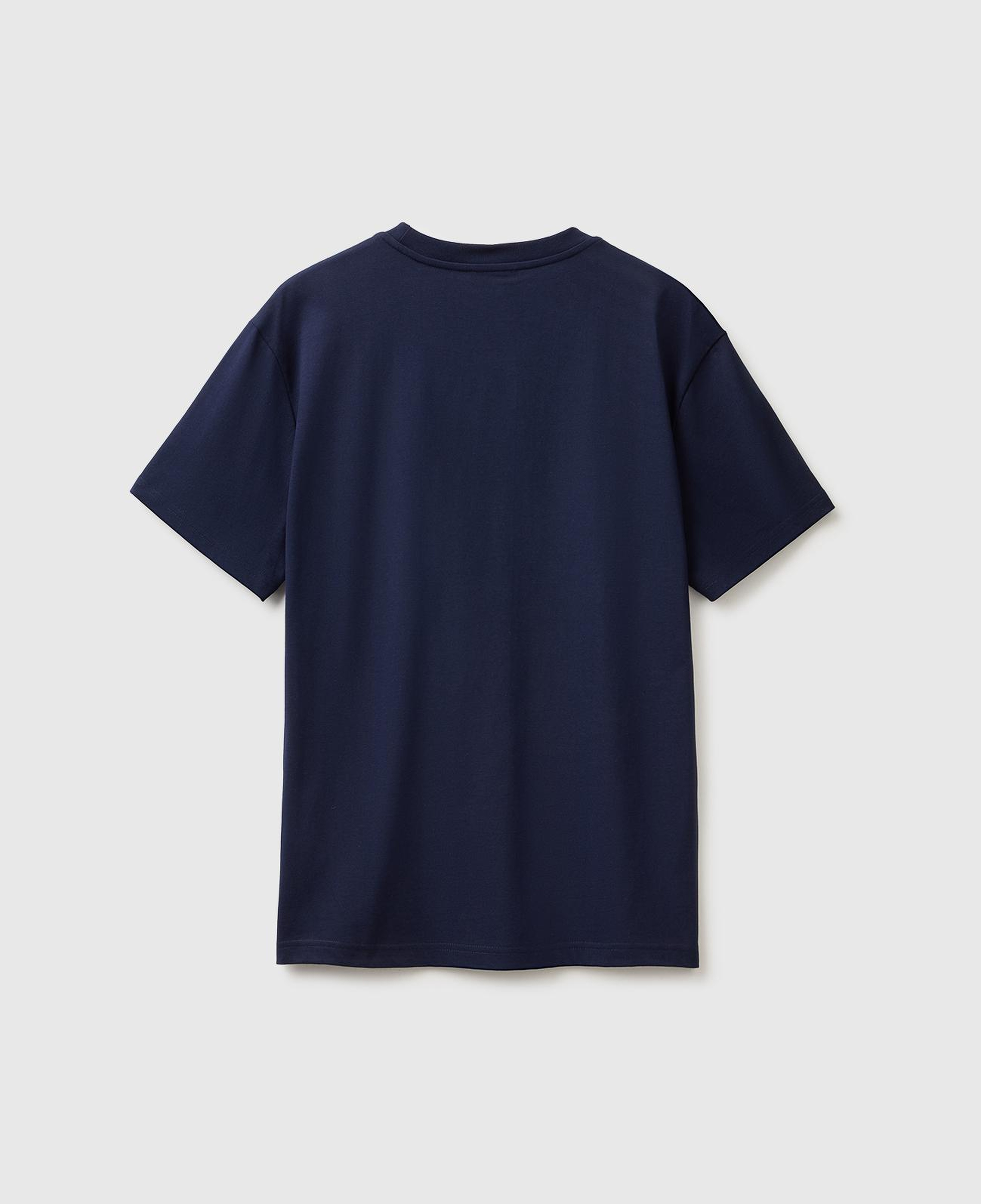 Erkek Lacivert %100 Koton Logolu Bisiklet Yaka T-Shirt