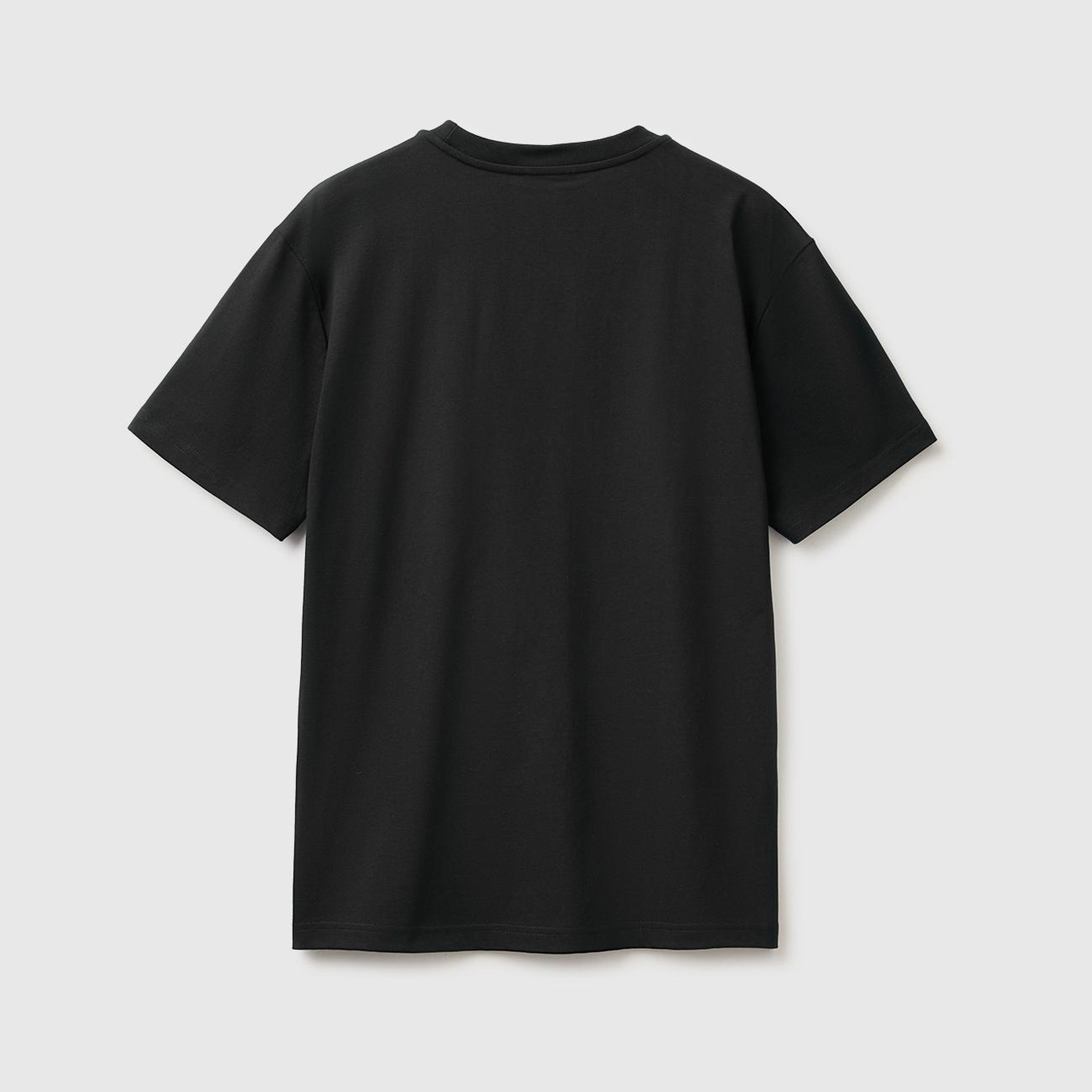 Erkek Siyah %100 Koton Logolu Bisiklet Yaka T-Shirt
