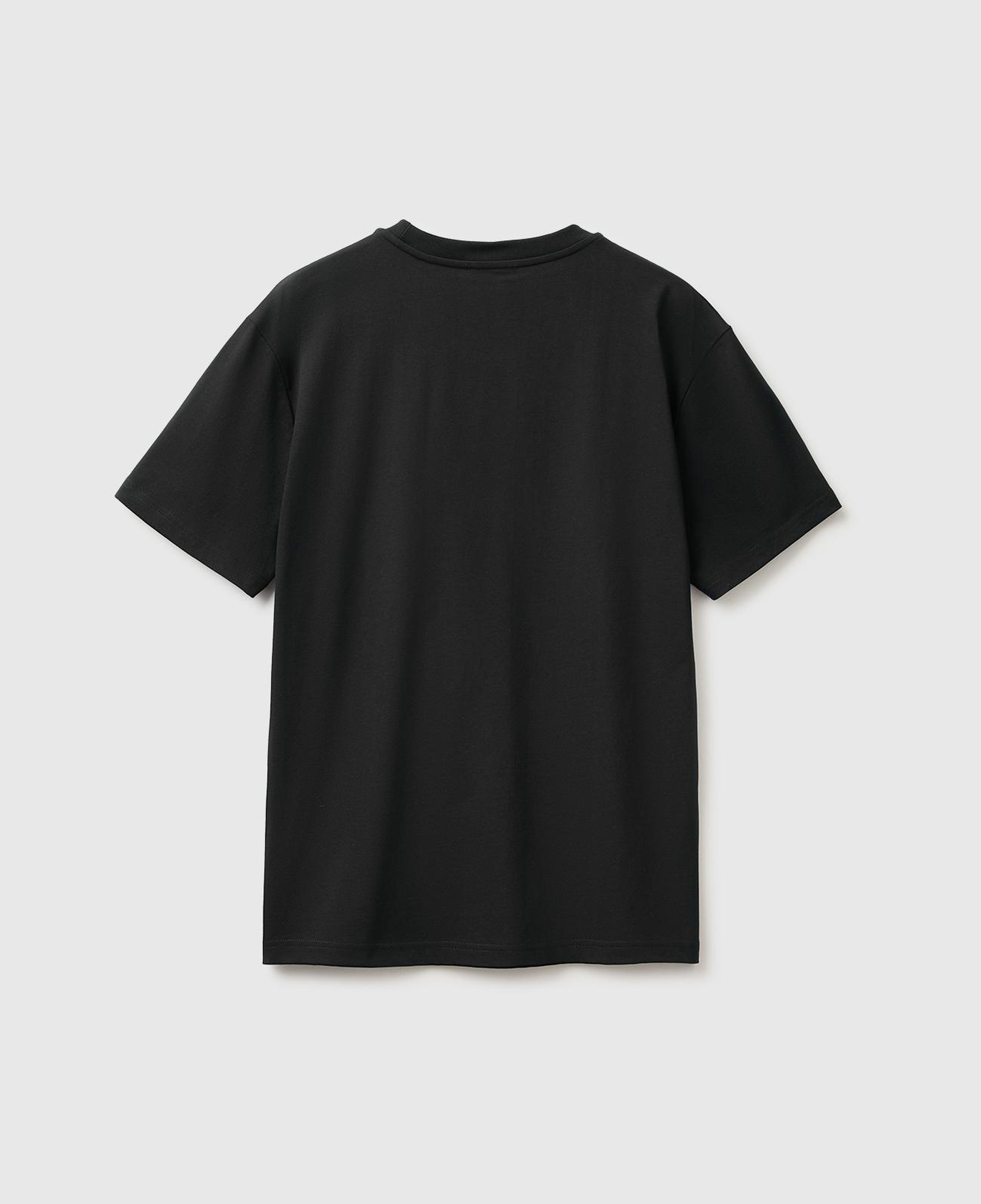 Erkek Siyah %100 Koton Logolu Bisiklet Yaka T-Shirt