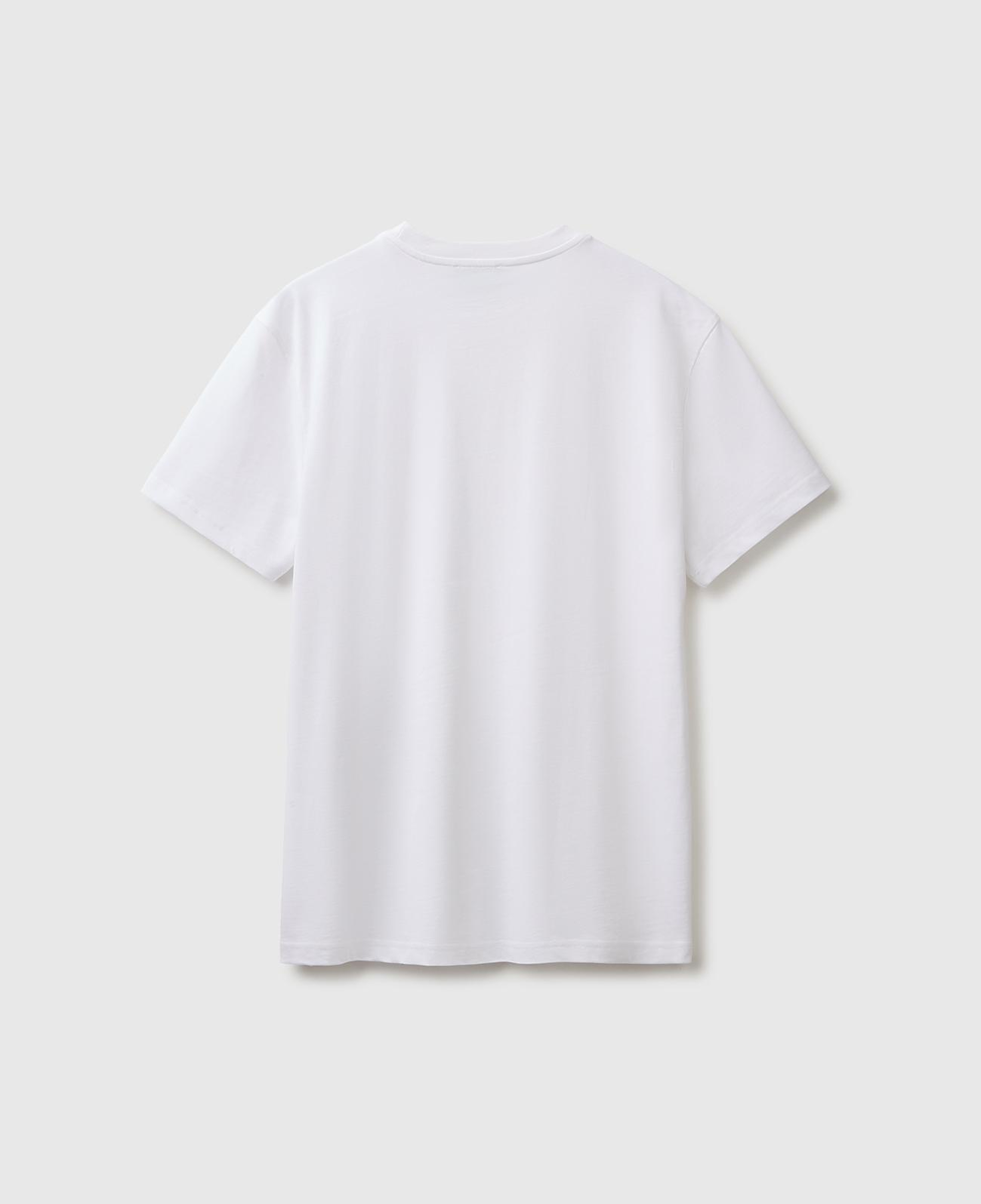 Erkek Beyaz %100 Koton Logolu Bisiklet Yaka T-Shirt