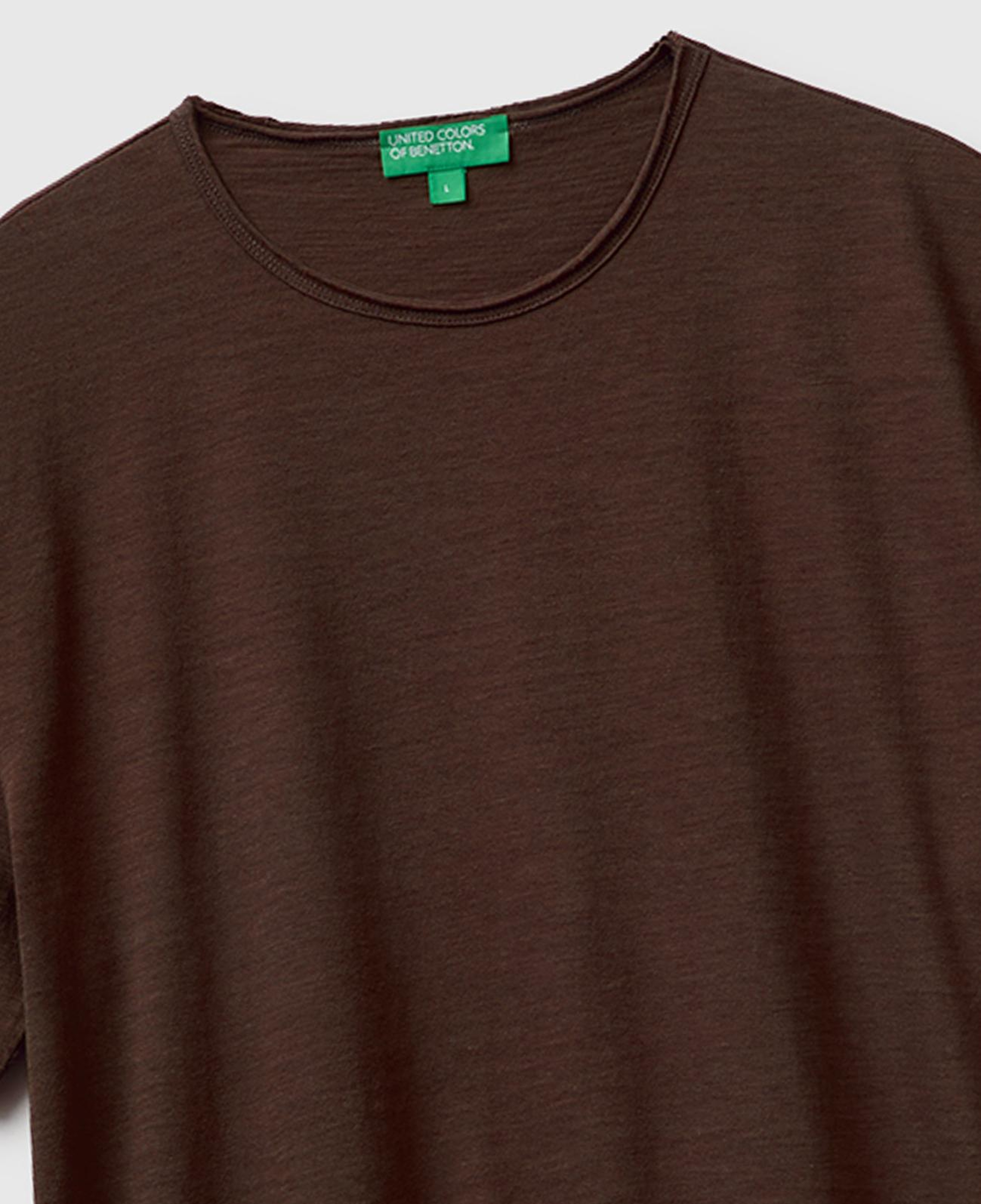 Erkek Koyu Kahverengi %100 Pamuk Regular Fit Bisiklet Yaka T-Shirt