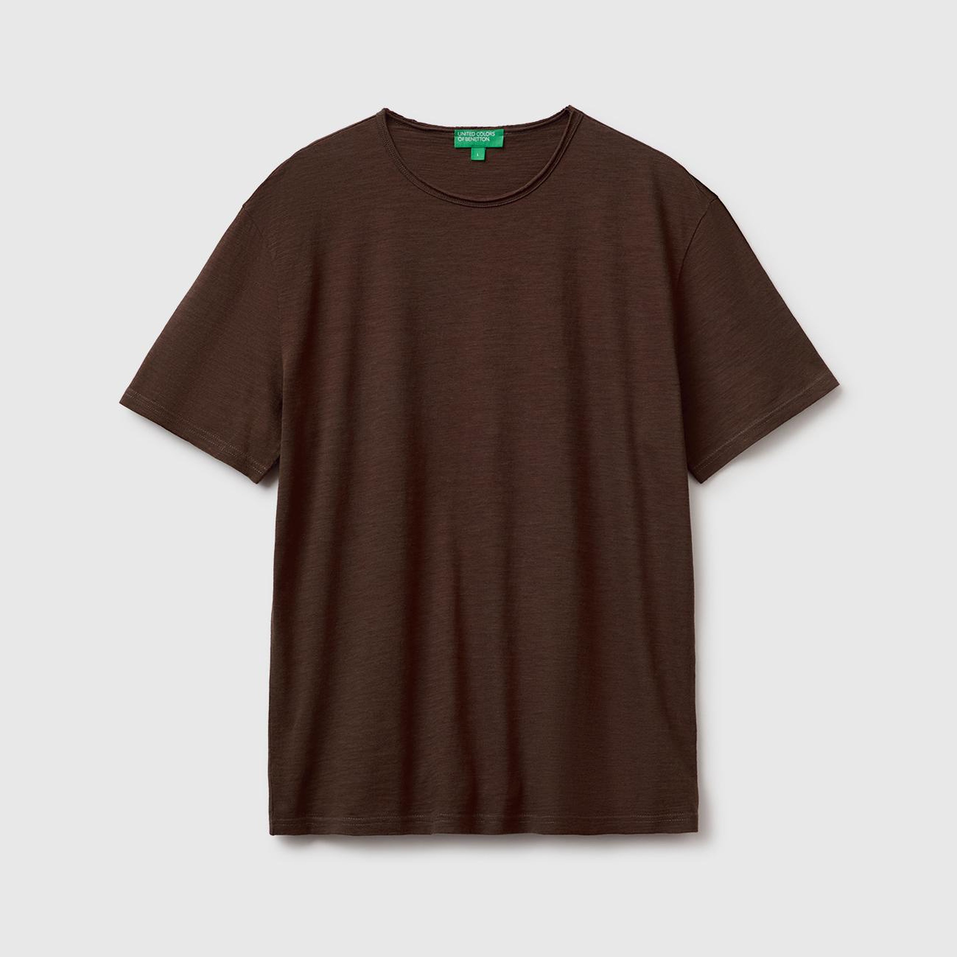 Erkek Koyu Kahverengi  %100 Pamuk Regular Fit Bisiklet Yaka T-Shirt