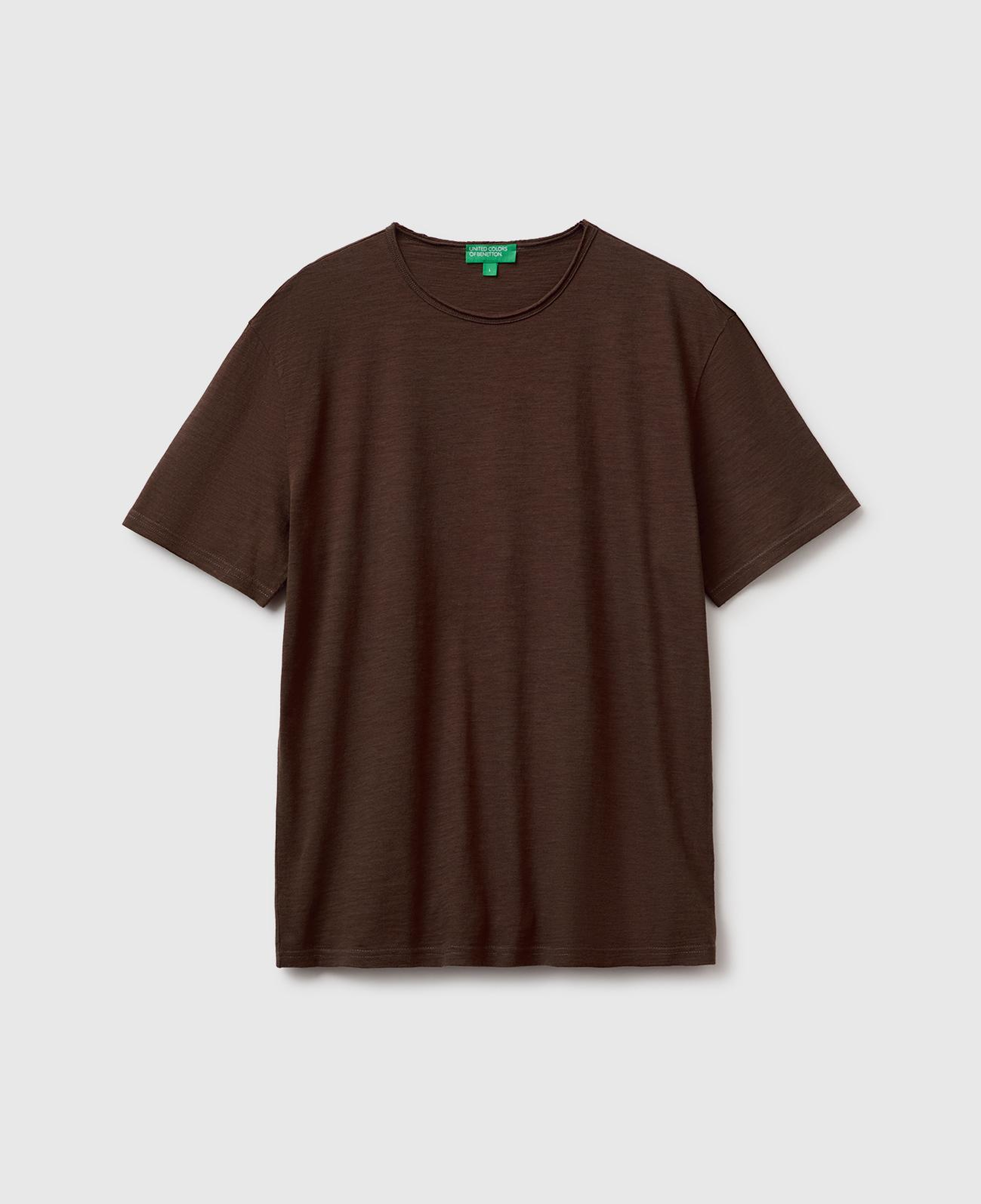 Erkek Koyu Kahverengi %100 Pamuk Regular Fit Bisiklet Yaka T-Shirt