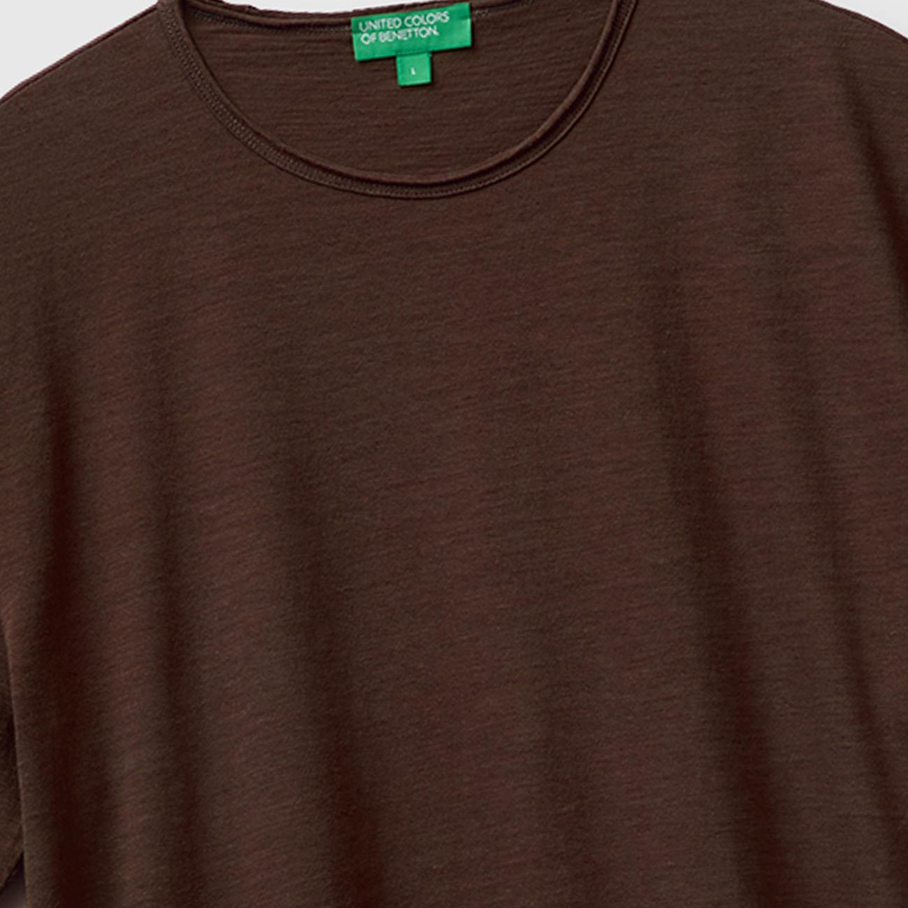 Erkek Koyu Kahverengi  %100 Pamuk Regular Fit Bisiklet Yaka T-Shirt