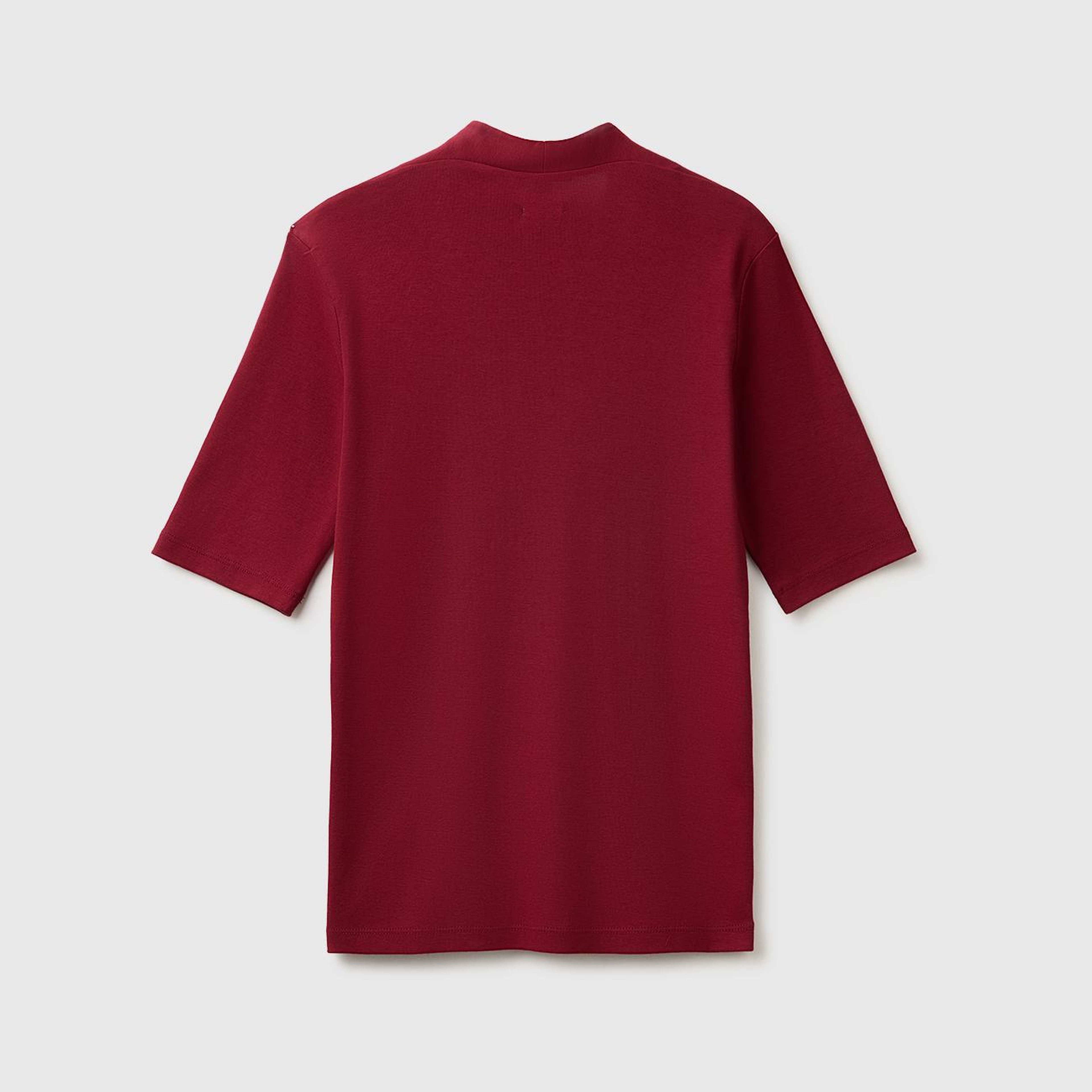 Kadın Mürdüm %100 Pamuk Yarım Kollu Derin V Yaka T-Shirt
