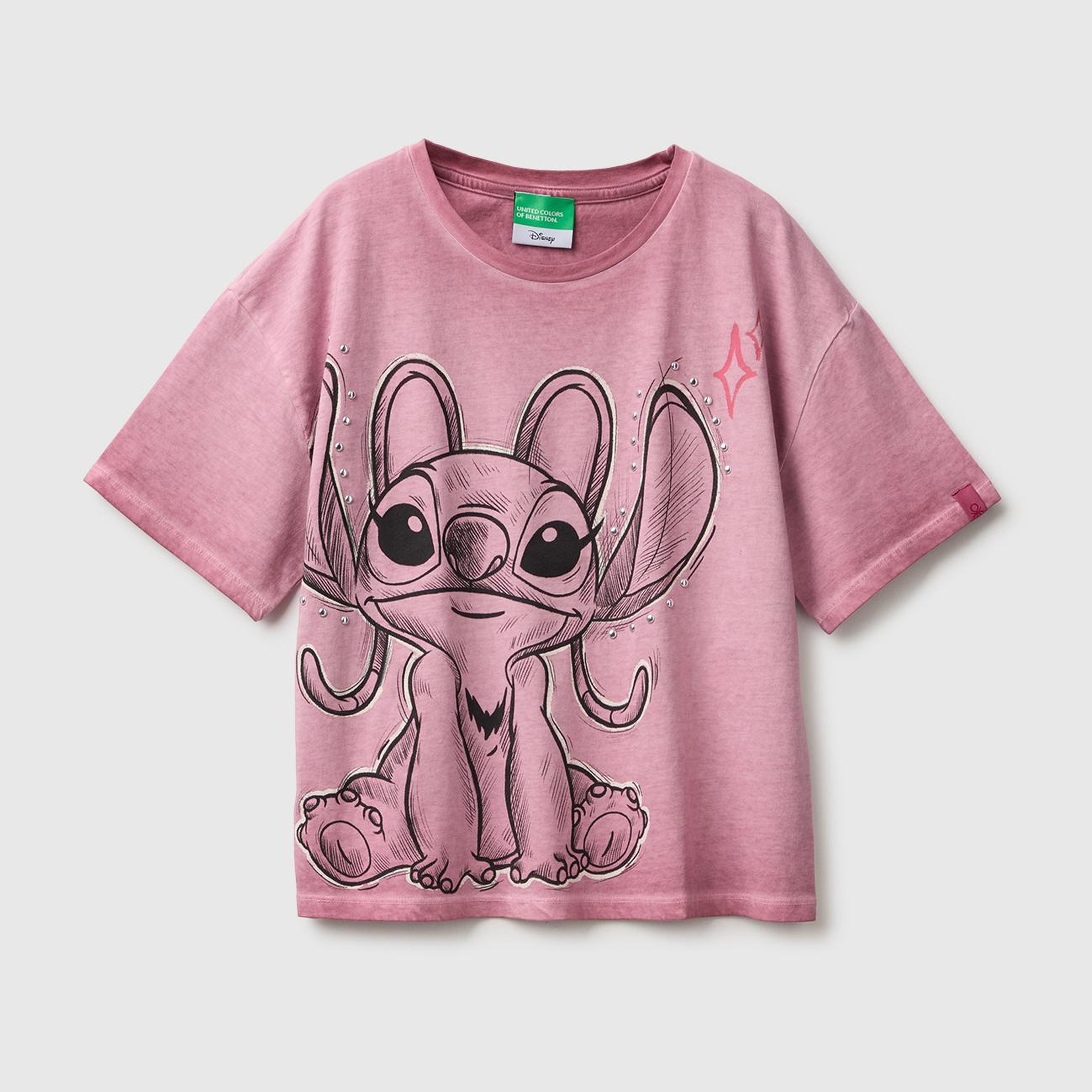 Kız Çocuk Pembe Lilo&Stitch Baskılı Kısa Kollu Tişört
