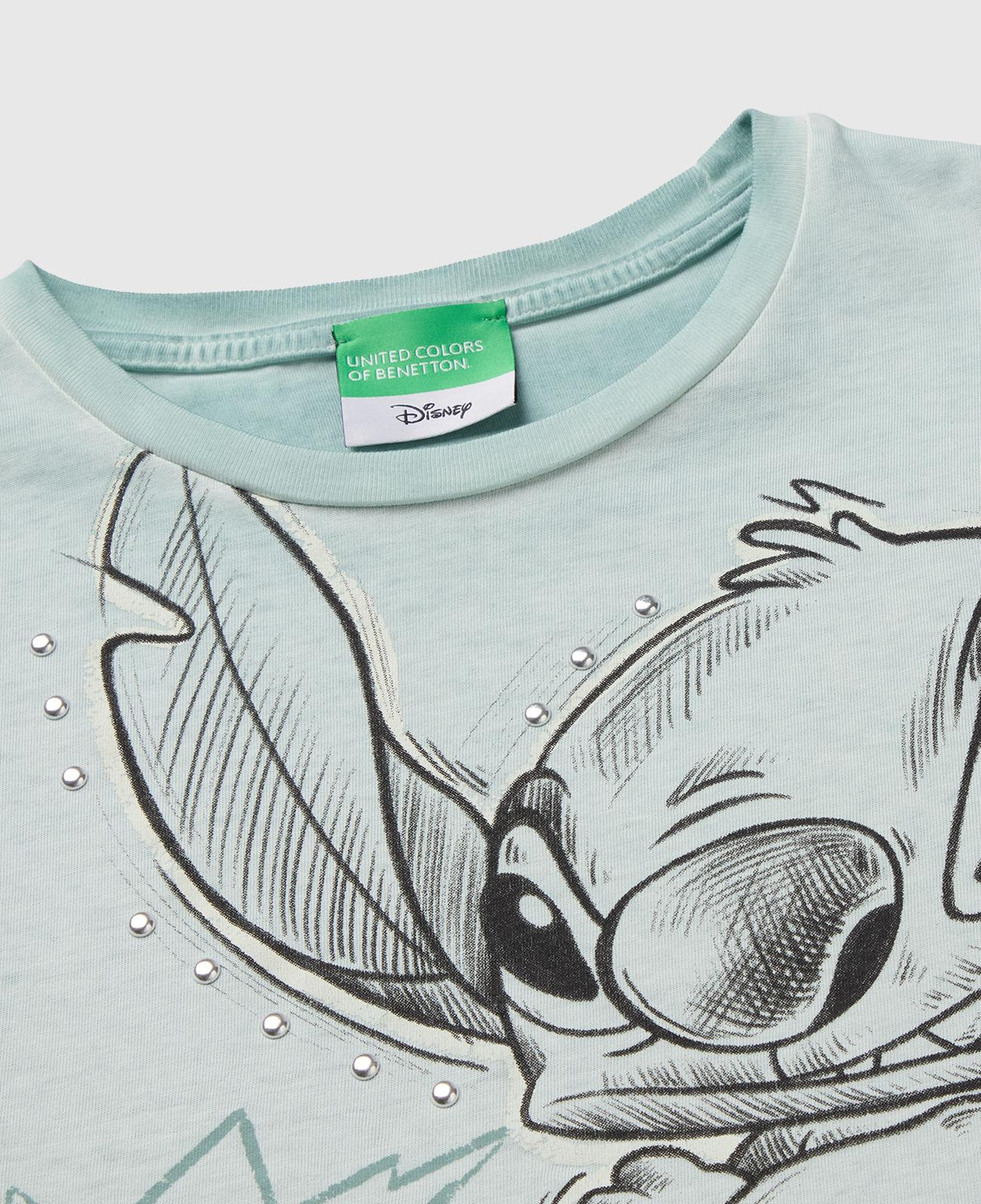 Kız Çocuk Açık Gri Lilo&Stitch Baskılı Kısa Kollu Tişört