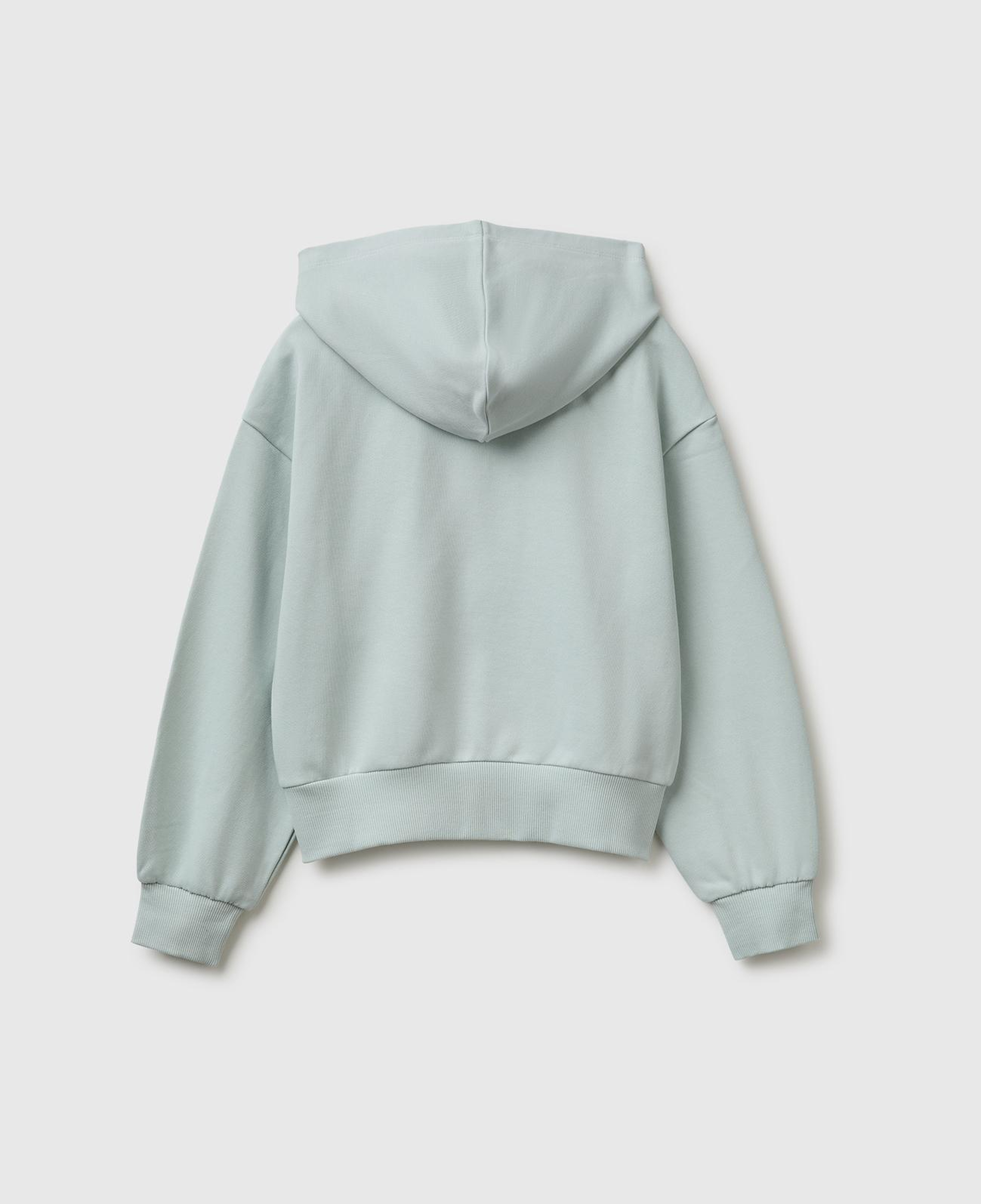 Kız Çocuk Su Yeşili Ribanalı Kapüşonlu Fermuarlı Sweatshirt