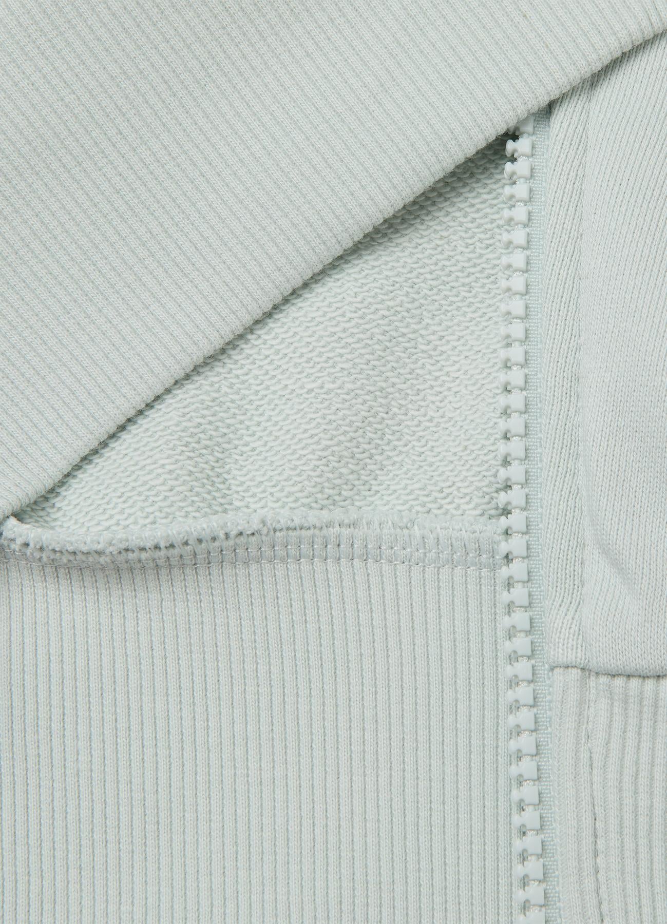 Kız Çocuk Su Yeşili Ribanalı Kapüşonlu Fermuarlı Sweatshirt