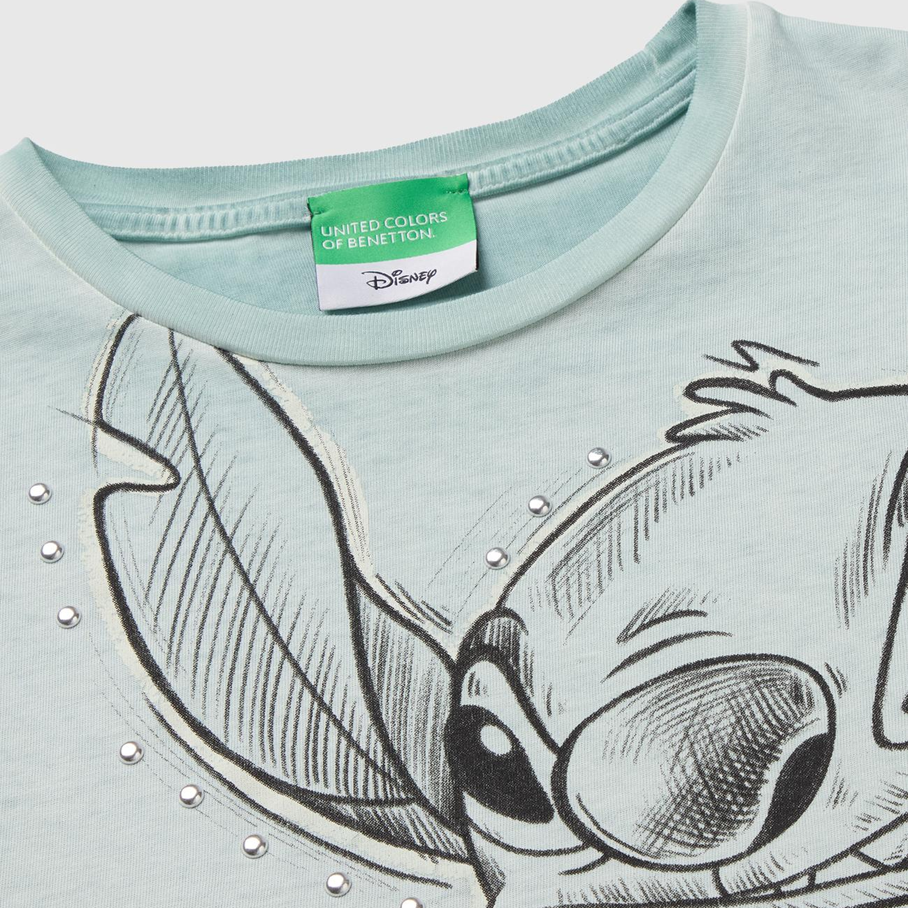 Kız Çocuk Açık Gri Lilo&Stitch Baskılı Kısa Kollu Tişört