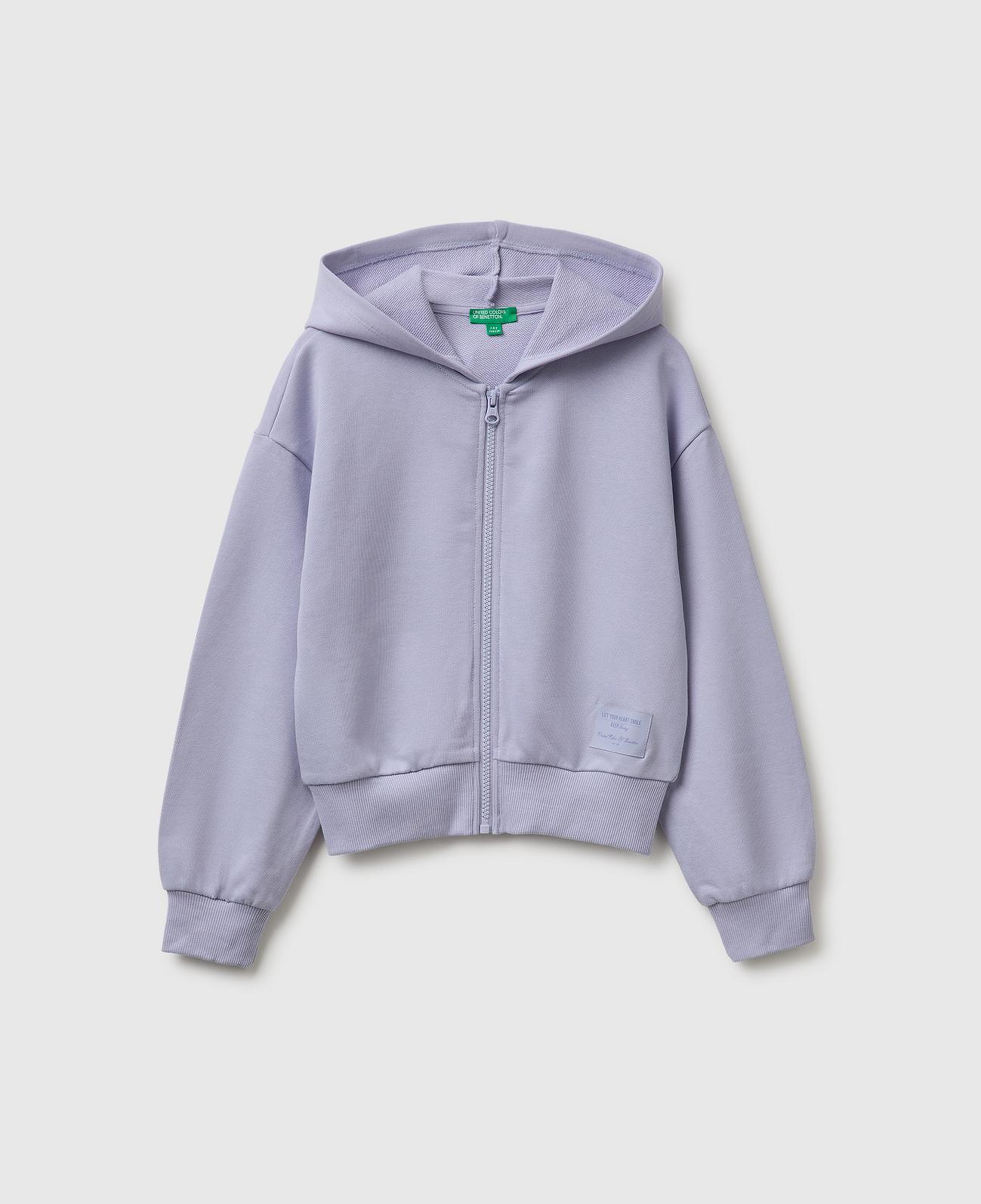 Kız Çocuk Lila Ribanalı Kapüşonlu Fermuarlı Sweatshirt