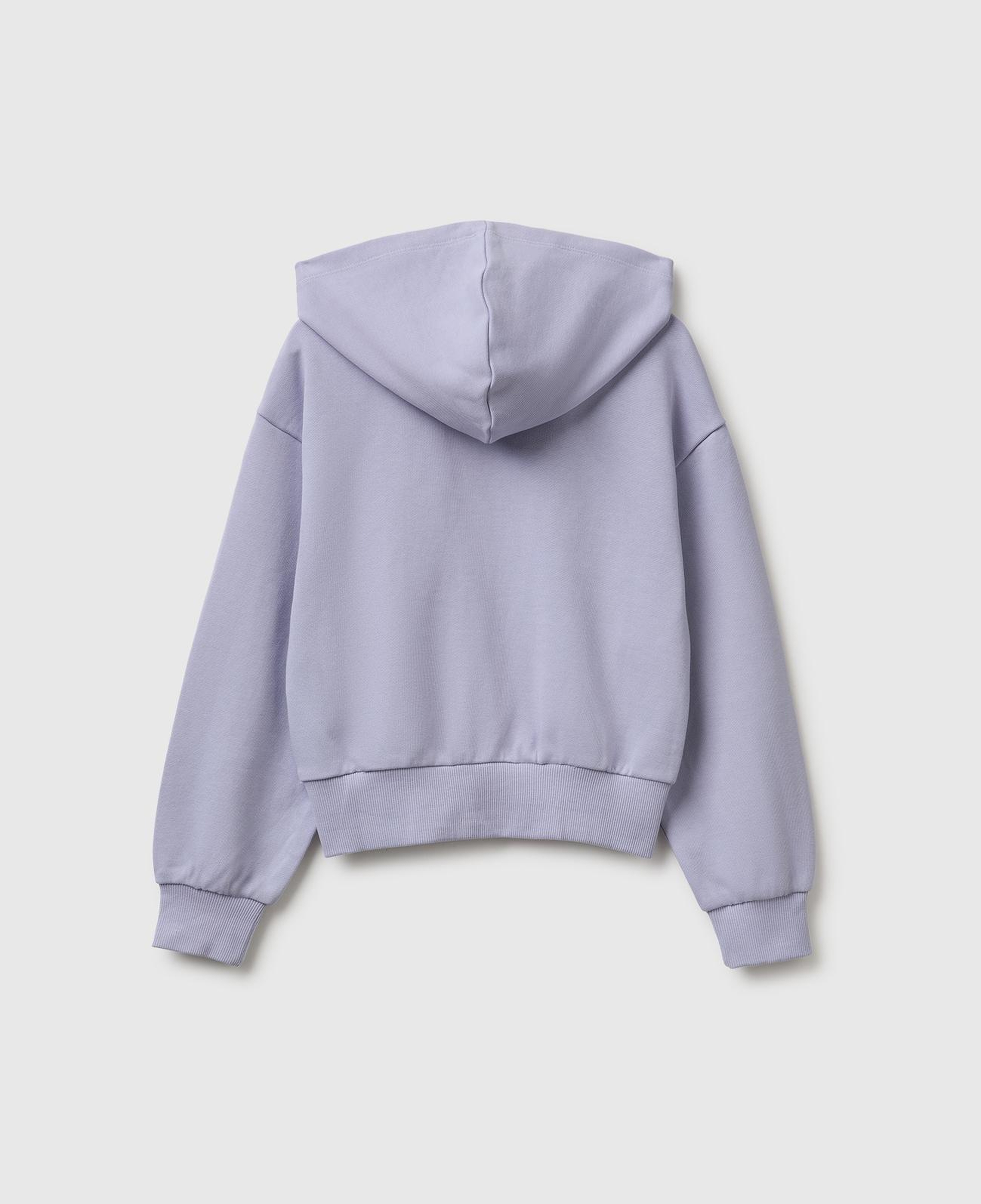 Kız Çocuk Lila Ribanalı Kapüşonlu Fermuarlı Sweatshirt