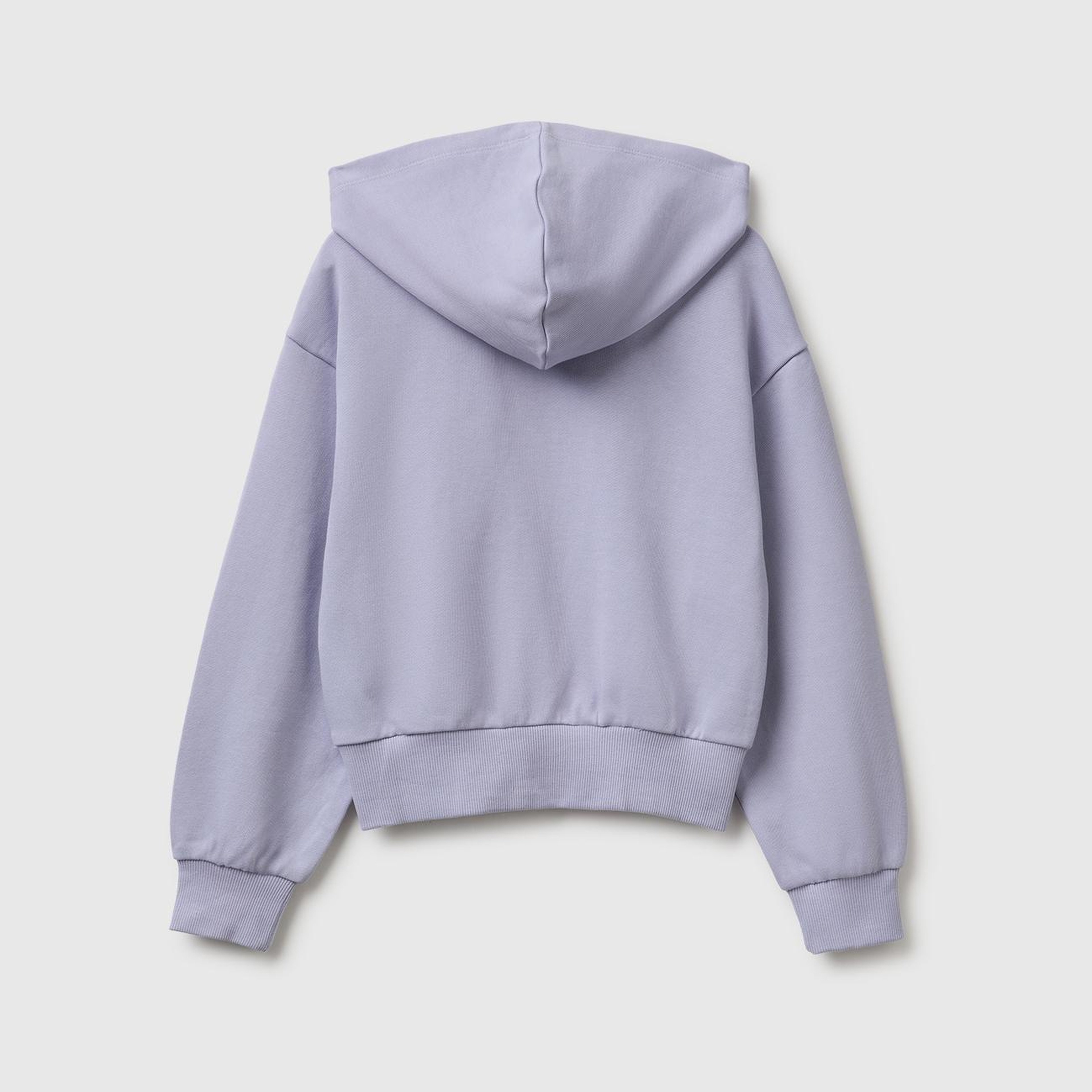 Kız Çocuk Lila Ribanalı Kapüşonlu Fermuarlı Sweatshirt