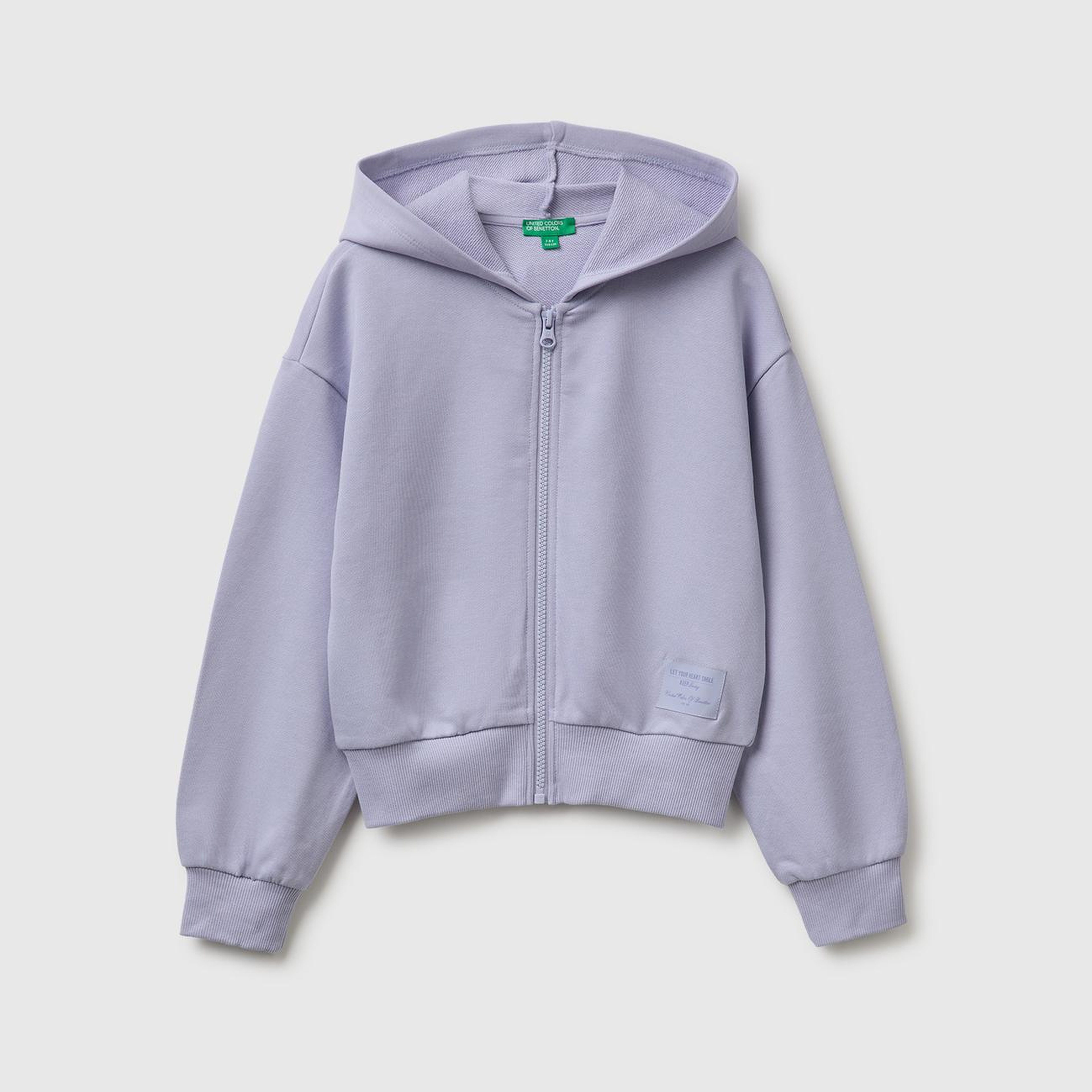 Kız Çocuk Lila Ribanalı Kapüşonlu Fermuarlı Sweatshirt