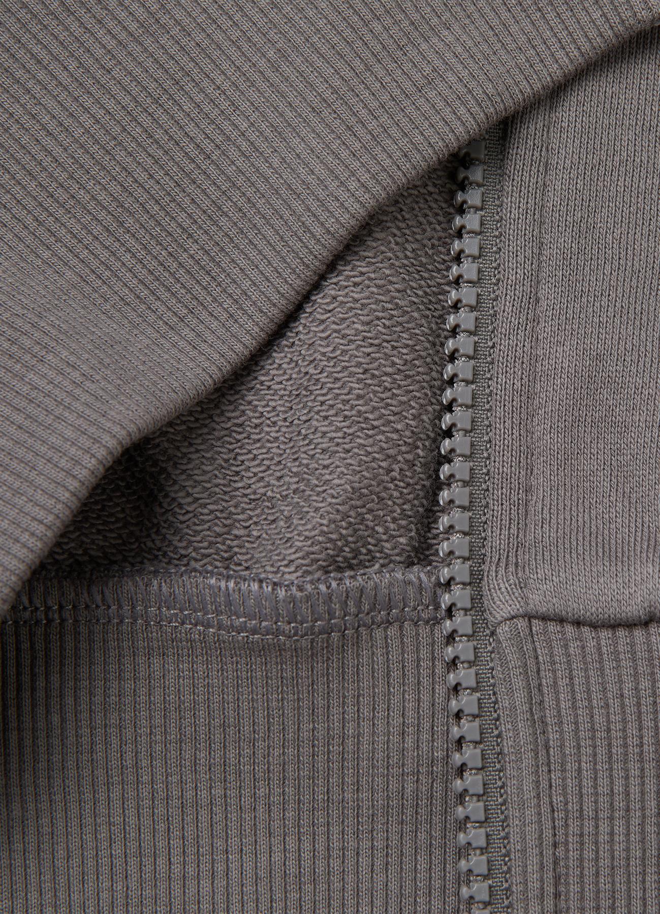 Kız Çocuk Koyu Gri Ribanalı Kapüşonlu Fermuarlı Sweatshirt