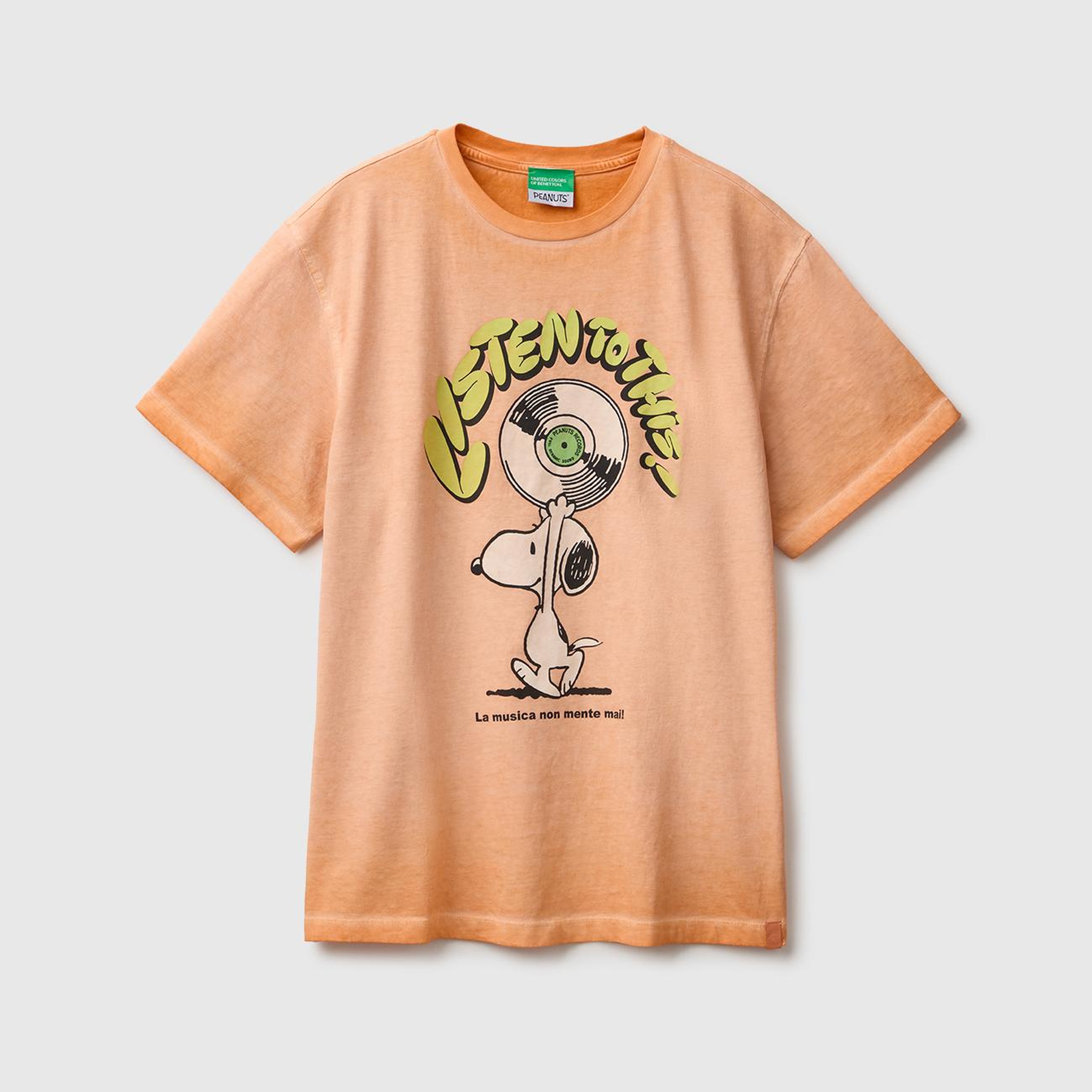 Erkek Çocuk Turuncu Önü Snoopy Baskılı Oversize Tişört