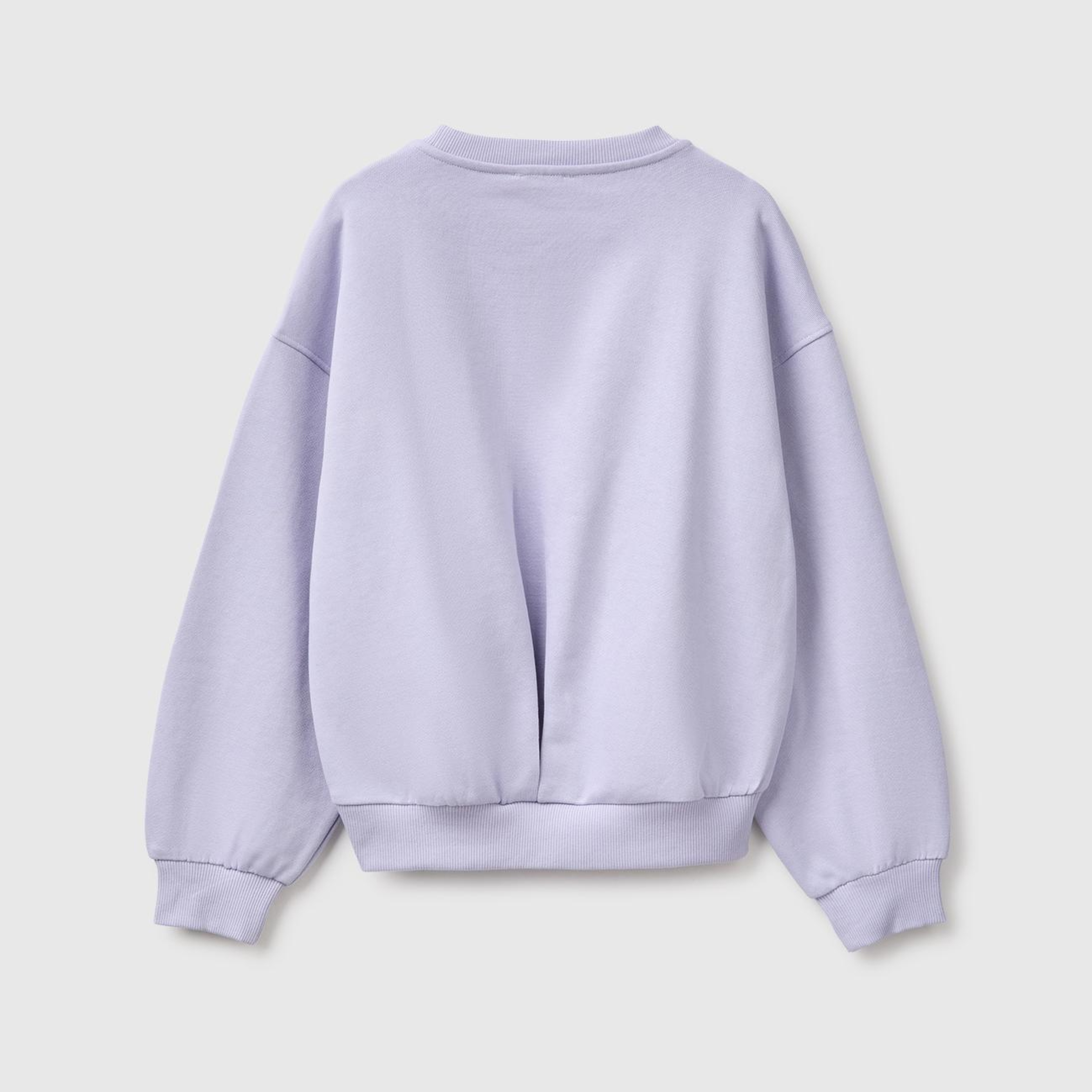 Kız Çocuk Lila Ribanalı Uzun Kollu Bisiklet Yaka Sweatshirt