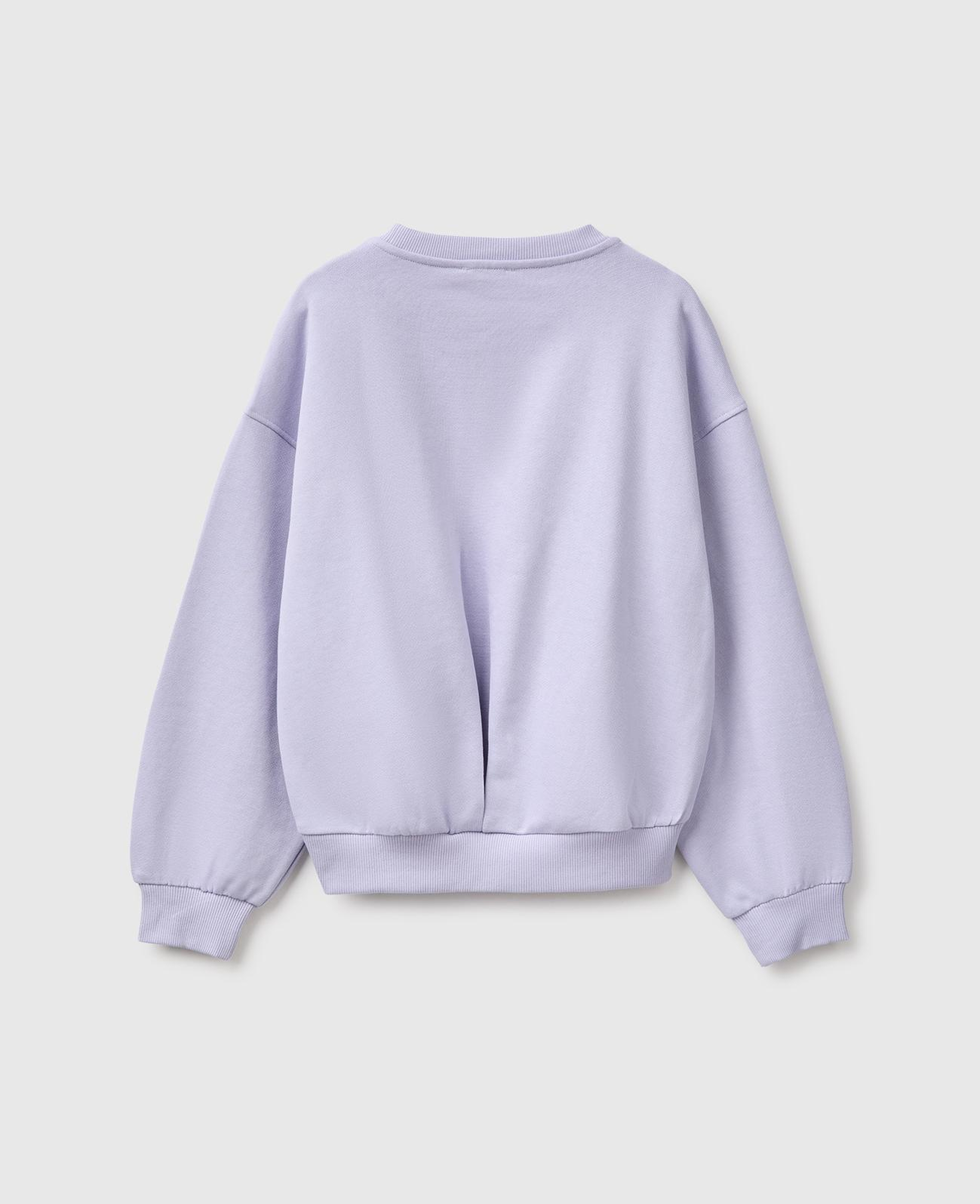 Kız Çocuk Lila Ribanalı Uzun Kollu Bisiklet Yaka Sweatshirt
