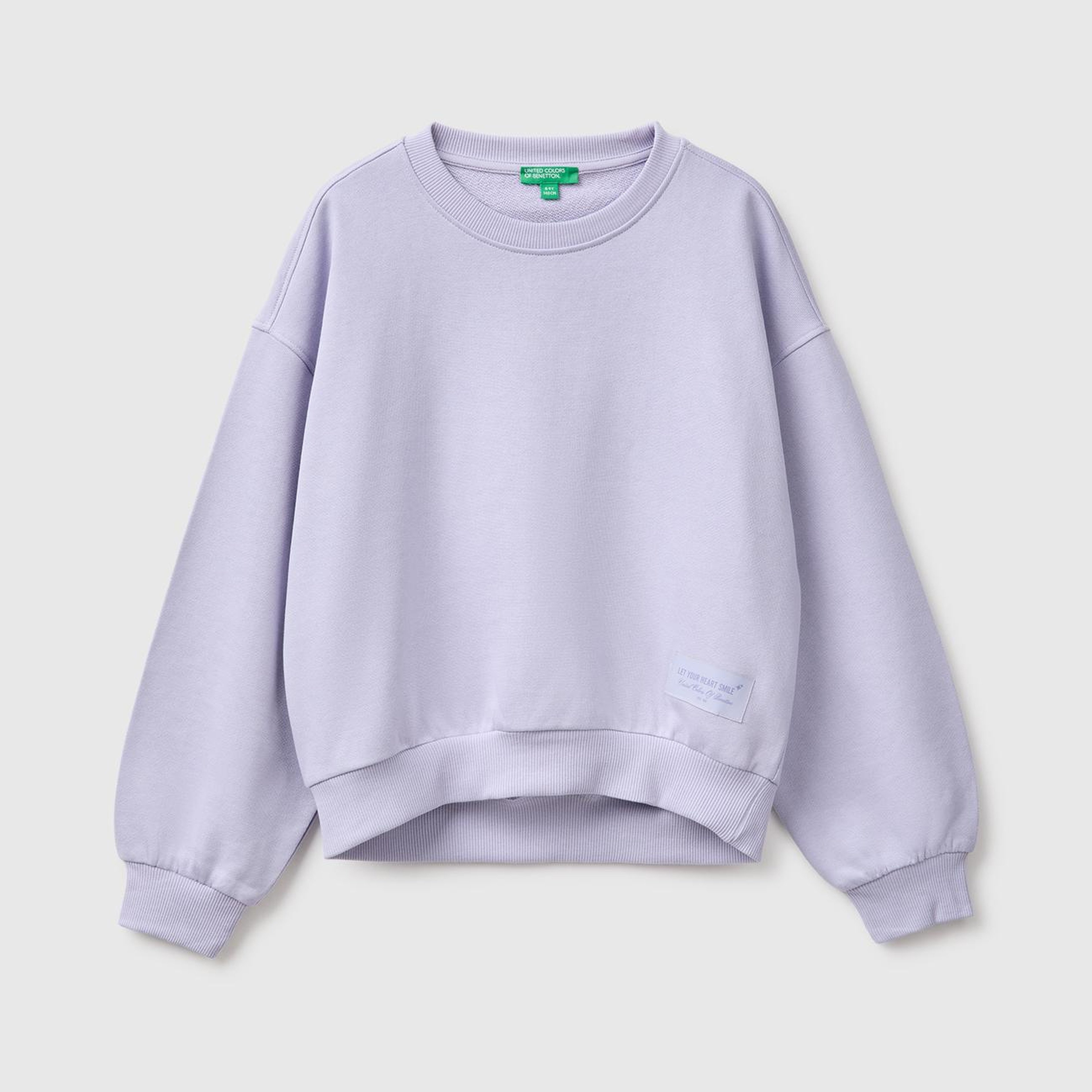 Kız Çocuk Lila Ribanalı Uzun Kollu Bisiklet Yaka Sweatshirt